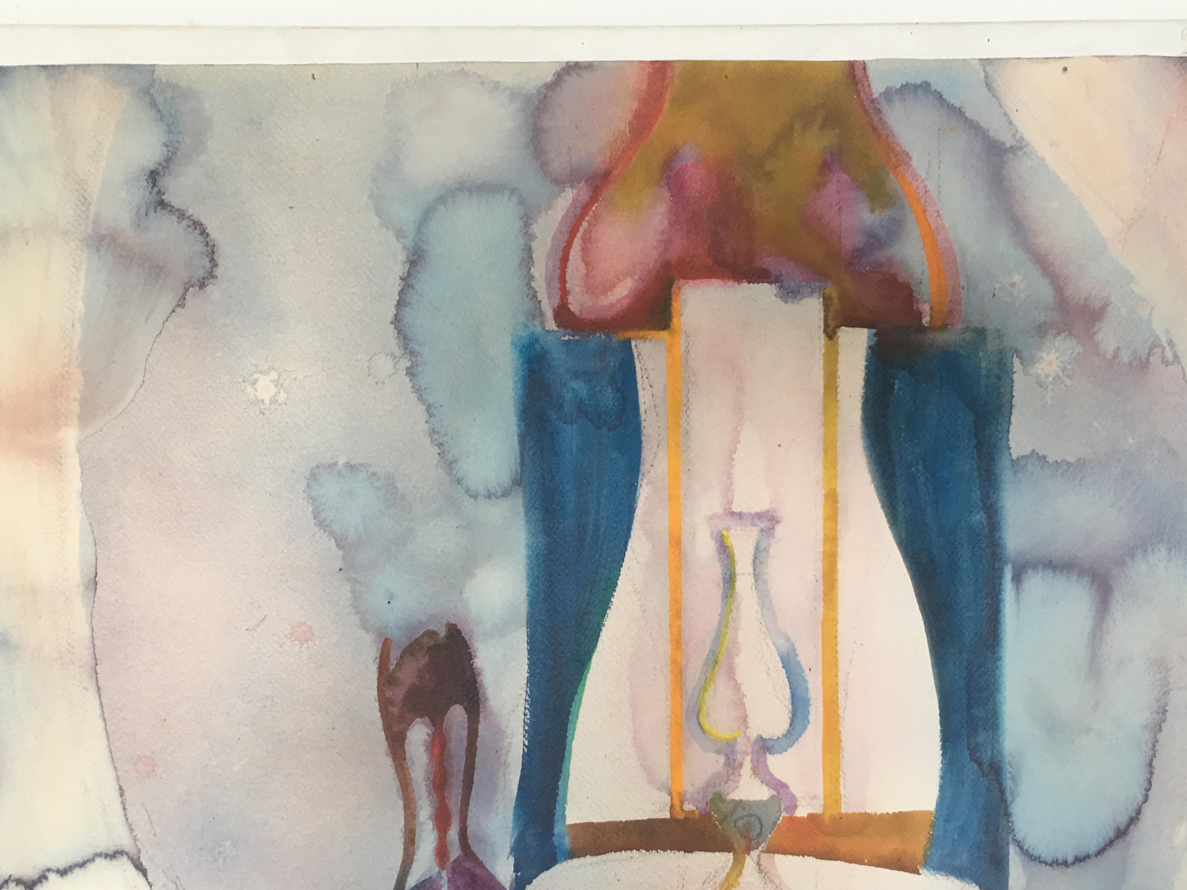 Large Watercolor Painting on hand pressed paper from a 1980s California Studio For Sale 1