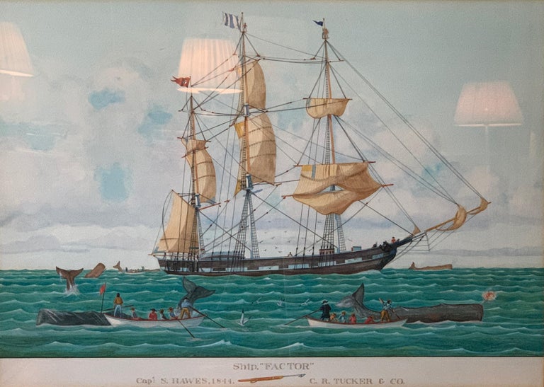 Large Watercolor Painting of a Nantucket Whaling Ship at 1stDibs