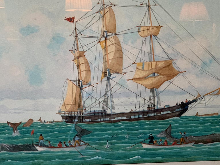 Large Watercolor Painting of a Nantucket Whaling Ship at 1stDibs