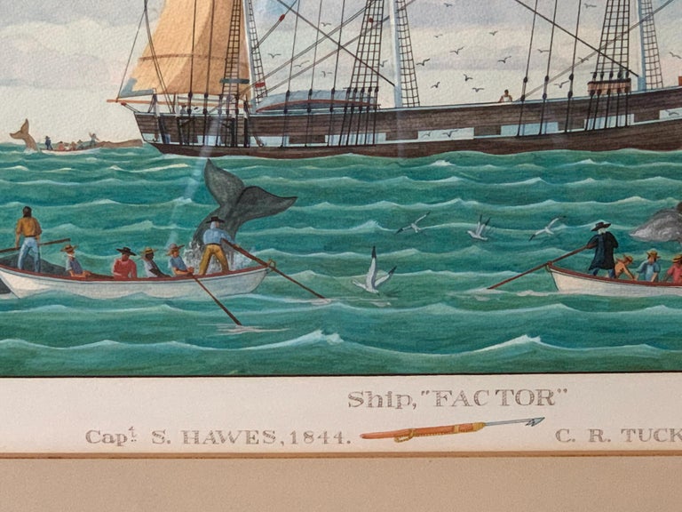 Large Watercolor Painting of a Nantucket Whaling Ship at 1stDibs
