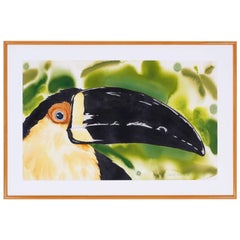 Large Watercolor Painting of a Toucan