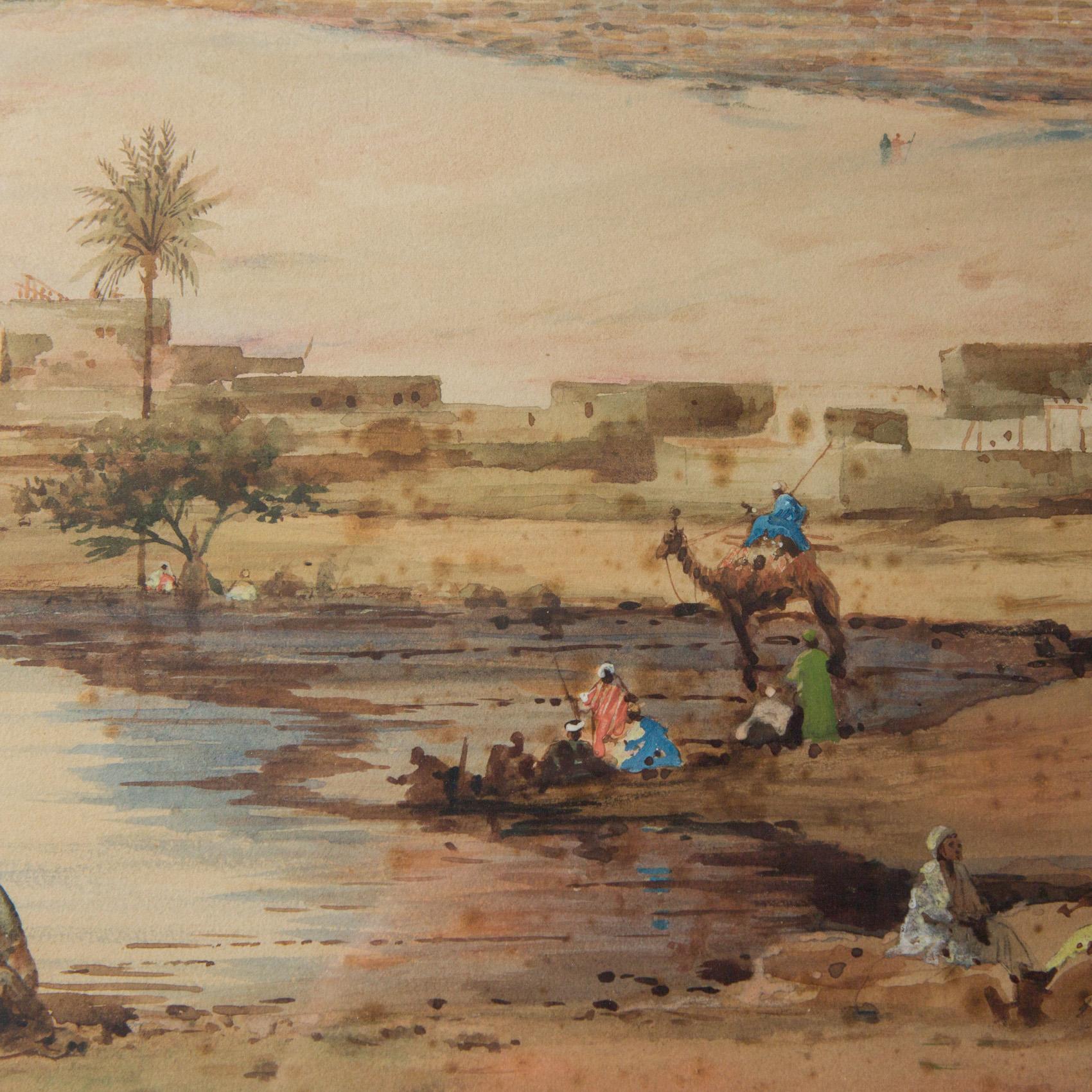 English Large Watercolour of Cairo by Robert Murdoch Wright
