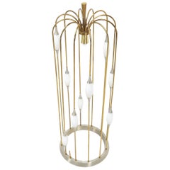 Vintage Large Waterfall Brass Floor Lamp Light Fixture