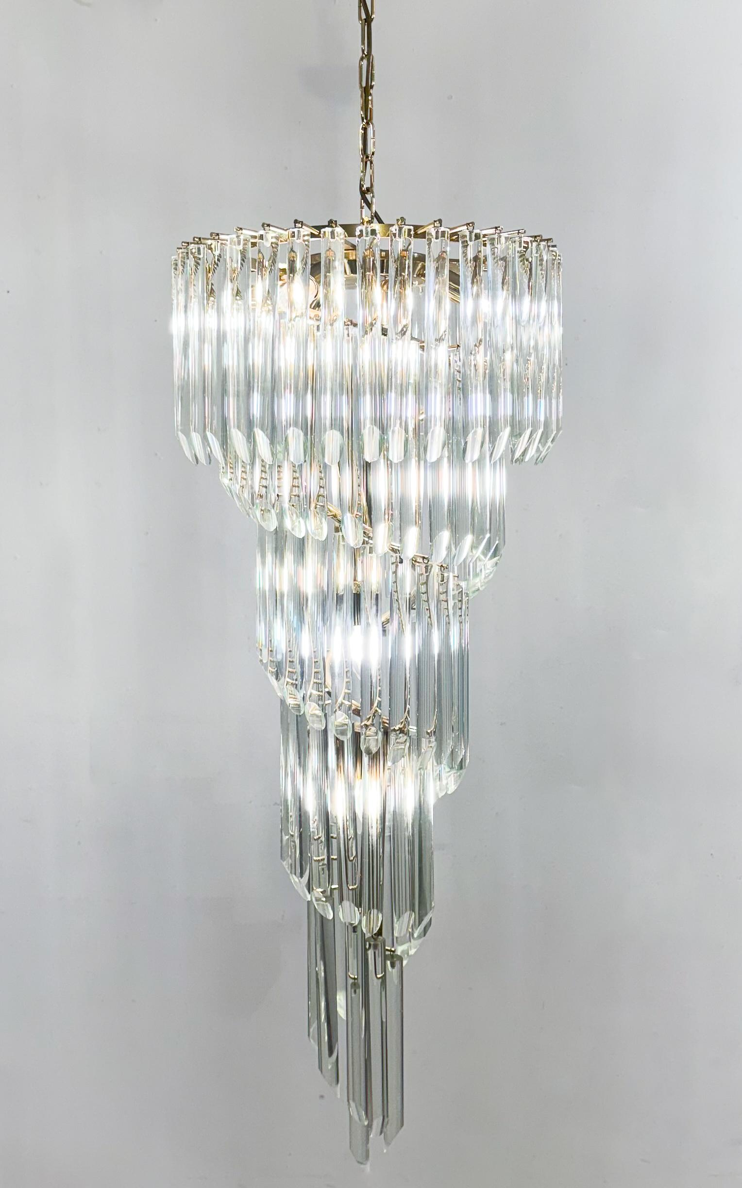 Grande lampadario a cascata in vetro di Murano, anni '70 In condizioni buone in vendita a Brussels, BE