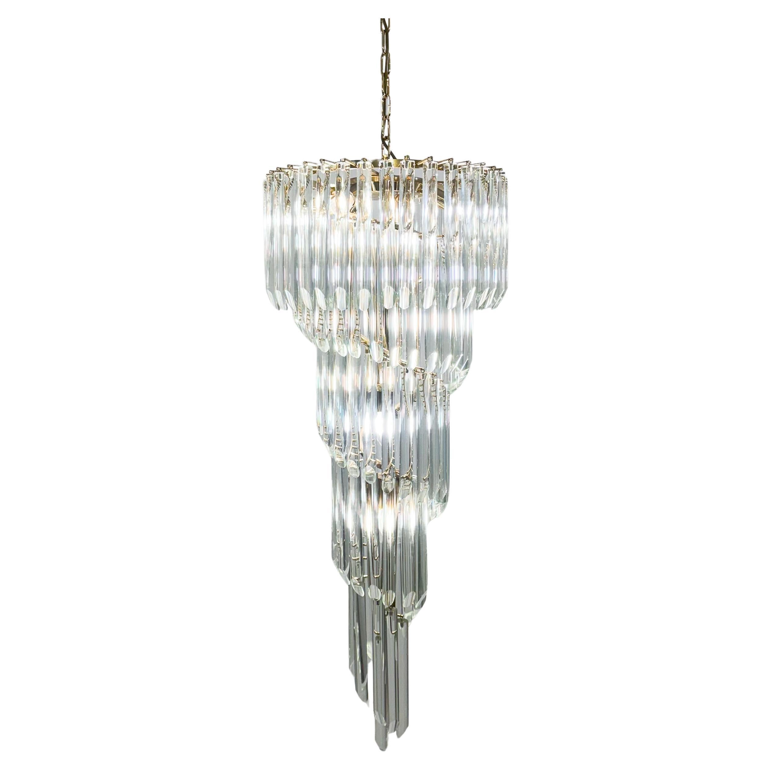 Large Waterfall Murano Glass Chandelier, 1970s