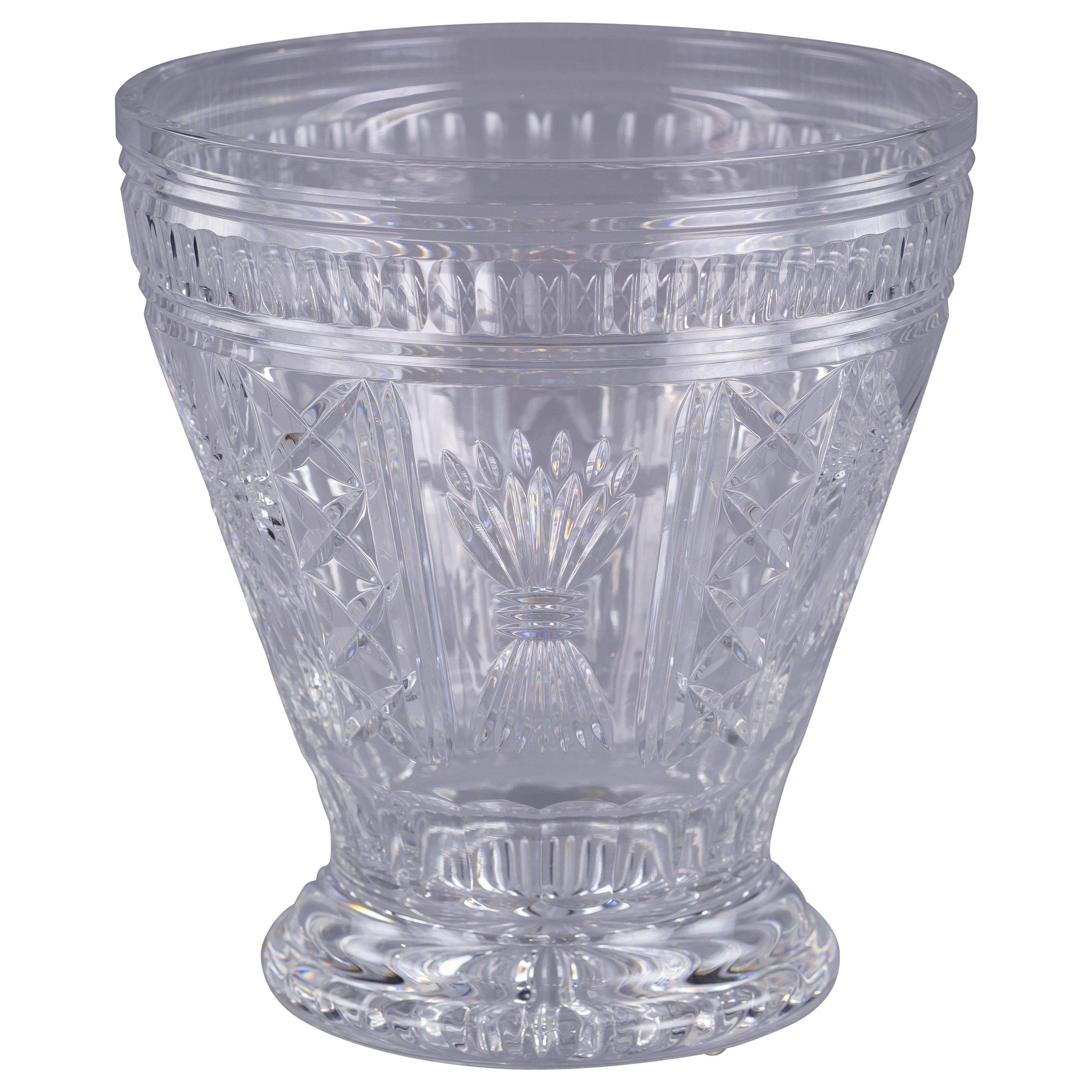 Large Waterford Cut and Faceted Glass Vase, 20th Century