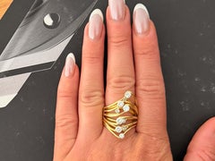 Large Wavy 2.00 Carat Diamond Ring 18K Yellow Gold
