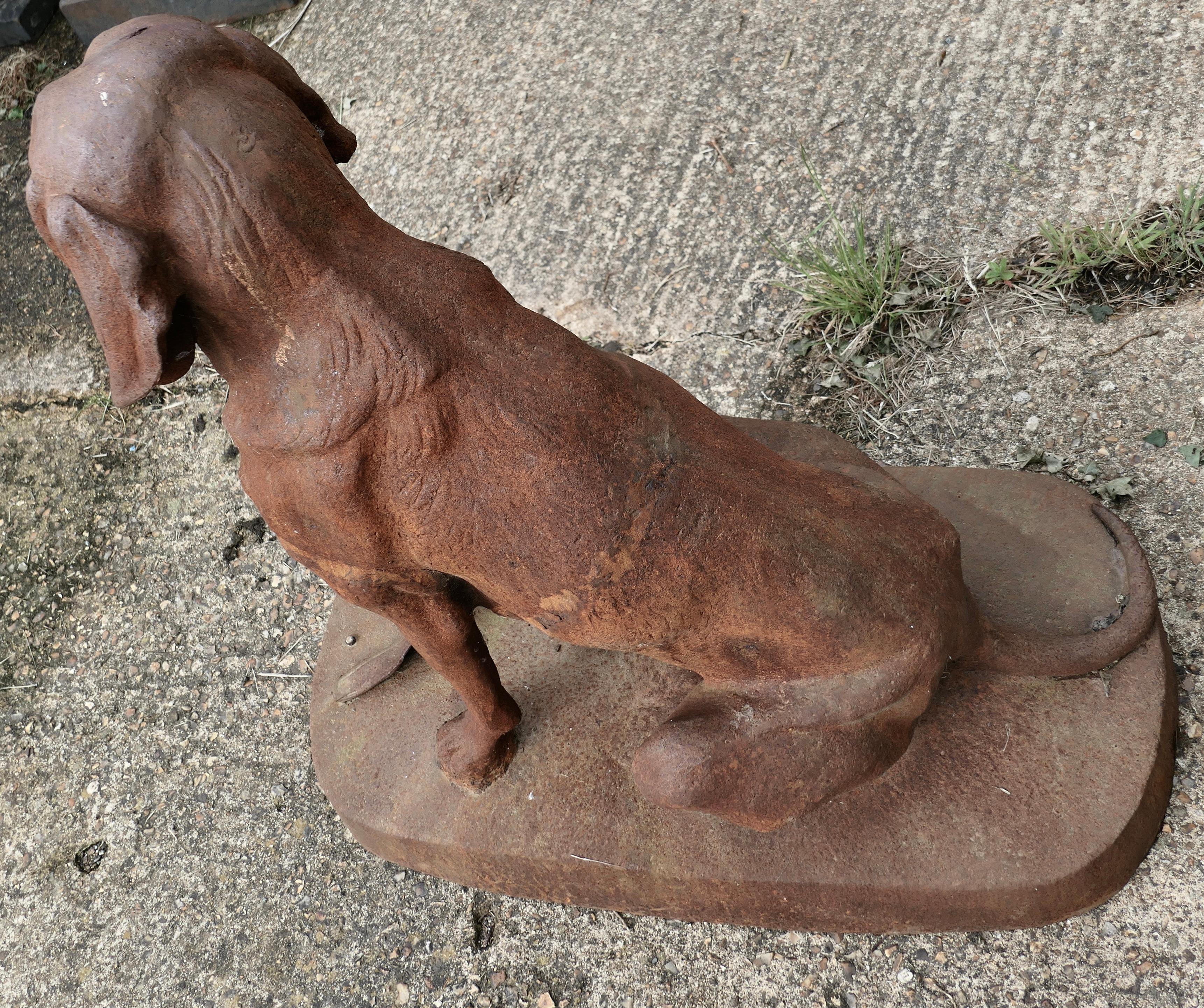Country Large Weathered Cast Iron Statue of a Retriever Hunting Dog