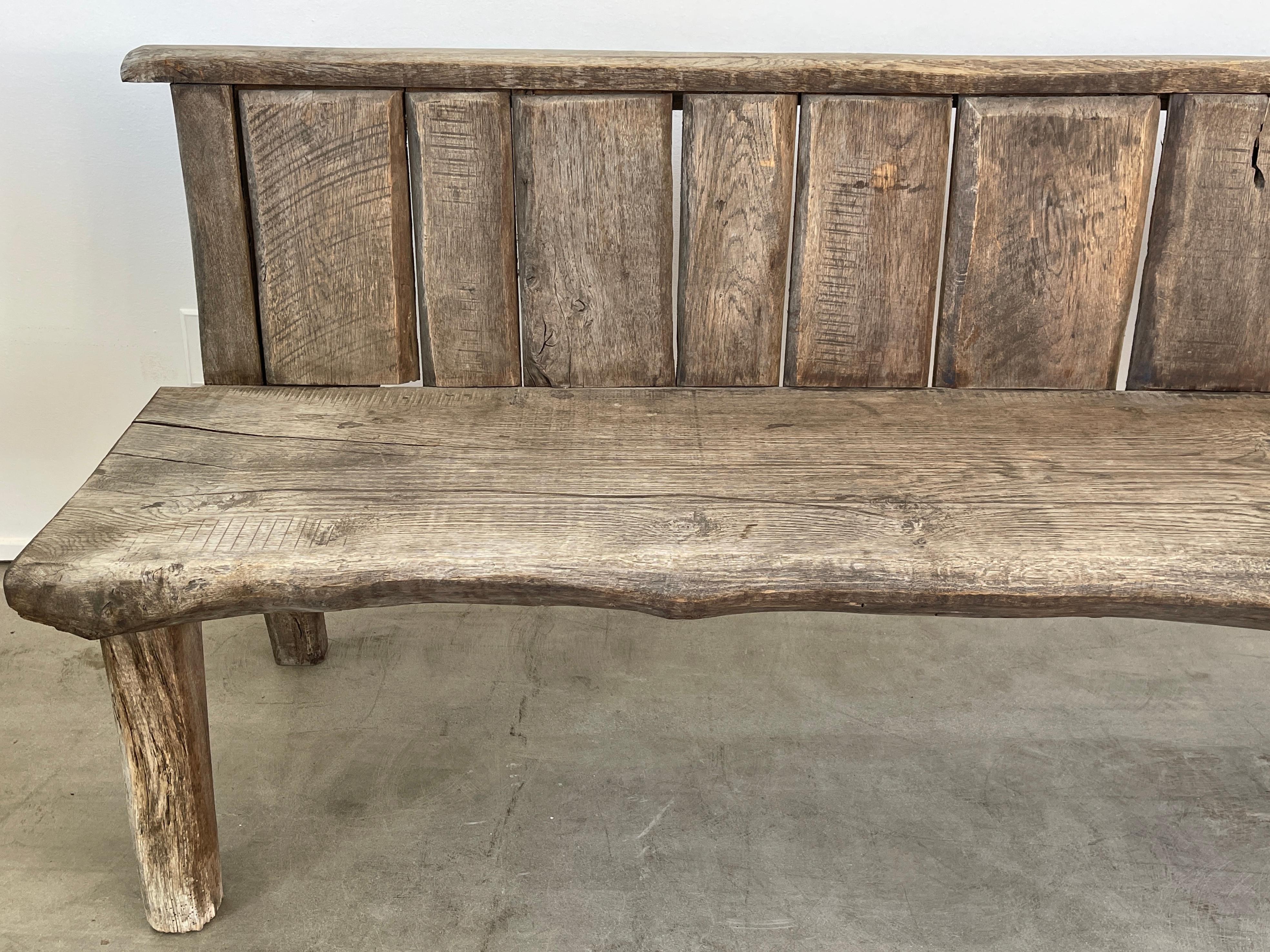 Mid-20th Century Large Weathered French Oak Bench