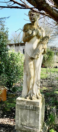 Large Weathered Garden Statue of Autumn of the 4 Seasons