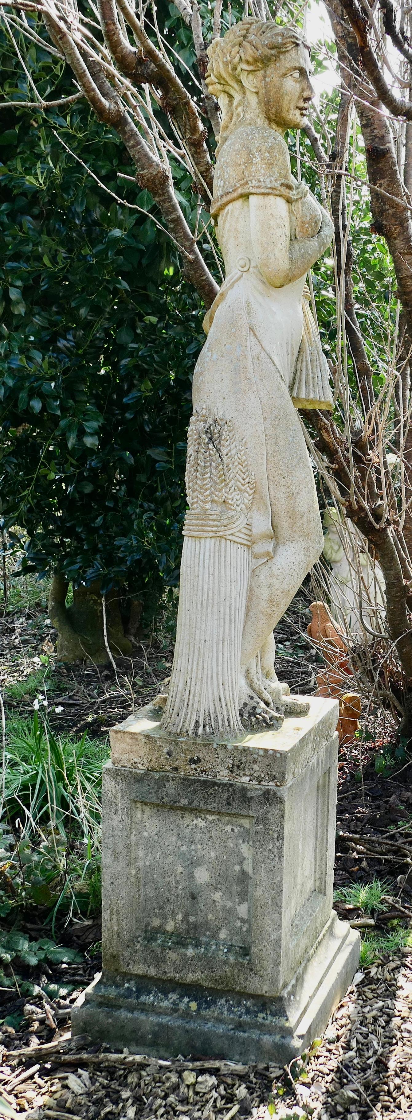 Large Weathered Garden Statue of Autumn of the 4 Seasons In Good Condition For Sale In Godshill, Isle of Wight