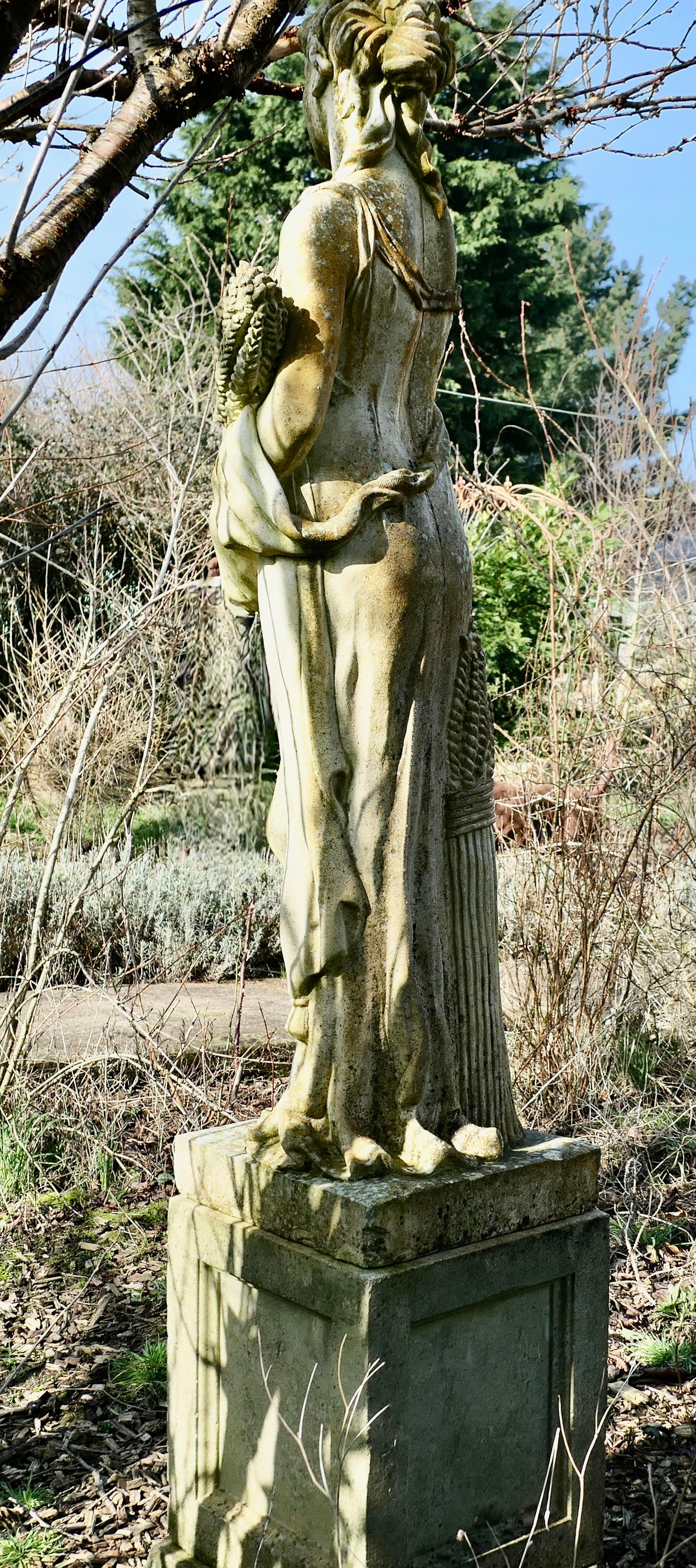 Large Weathered Garden Statue of Autumn of the 4 Seasons For Sale 1