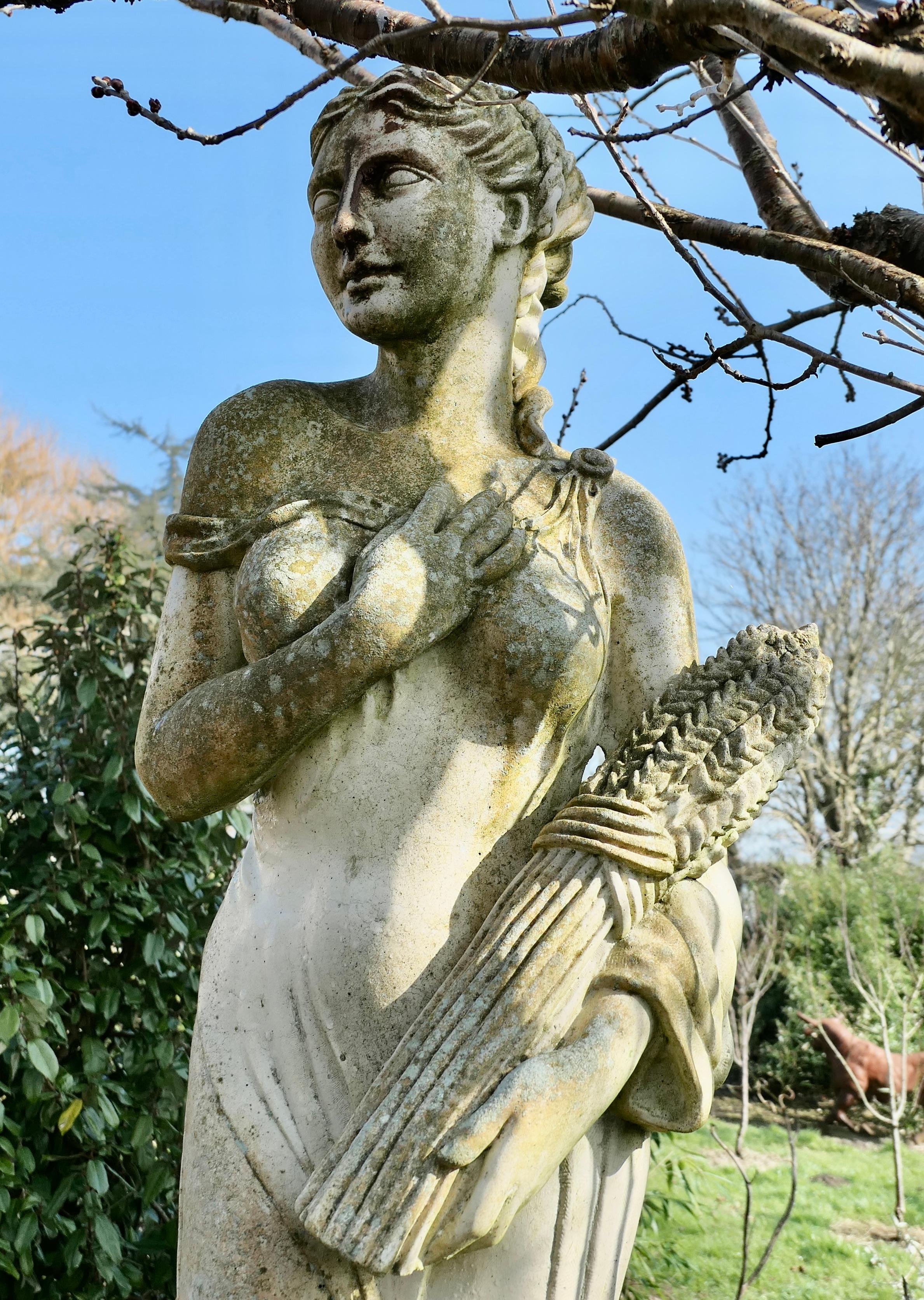 Large Weathered Garden Statue of Autumn of the 4 Seasons For Sale 2
