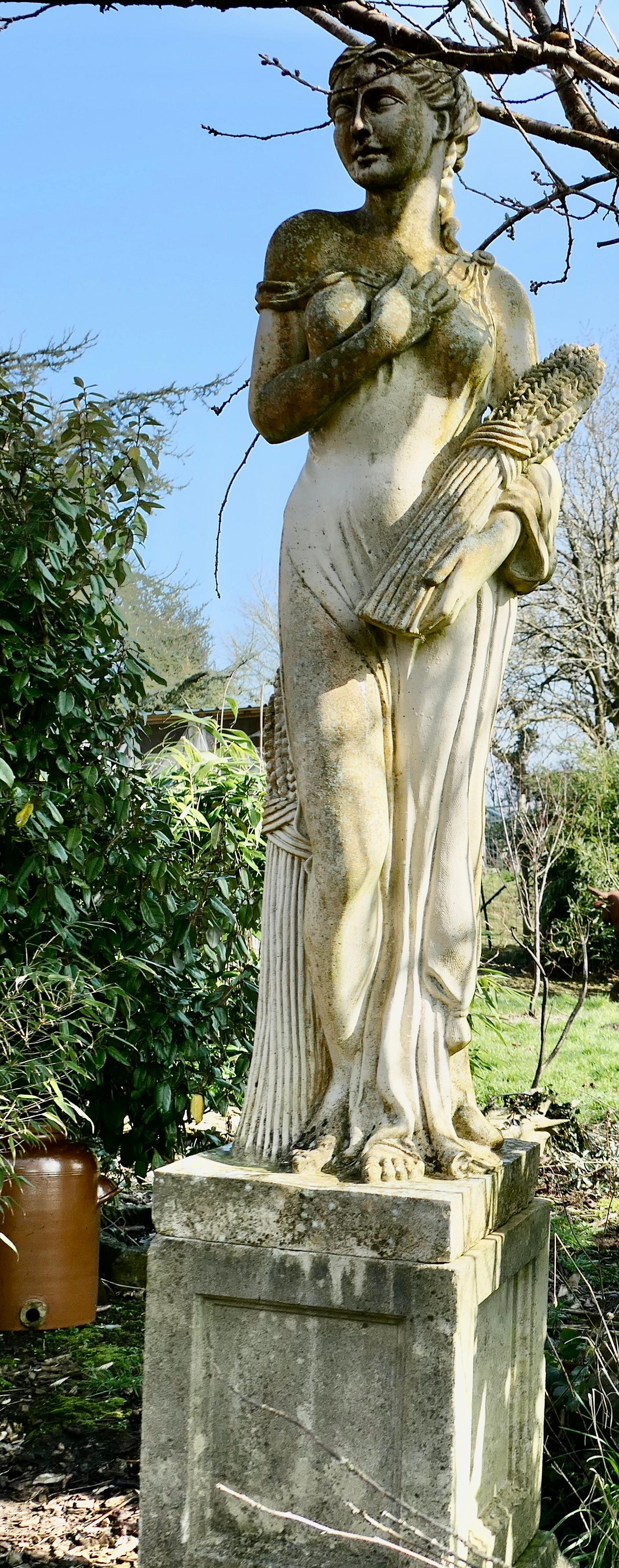 Large Weathered Garden Statue of Autumn of the 4 Seasons For Sale 3