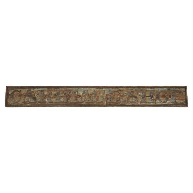 Large Weathered Trade Sign "Carriage Shop" For Sale