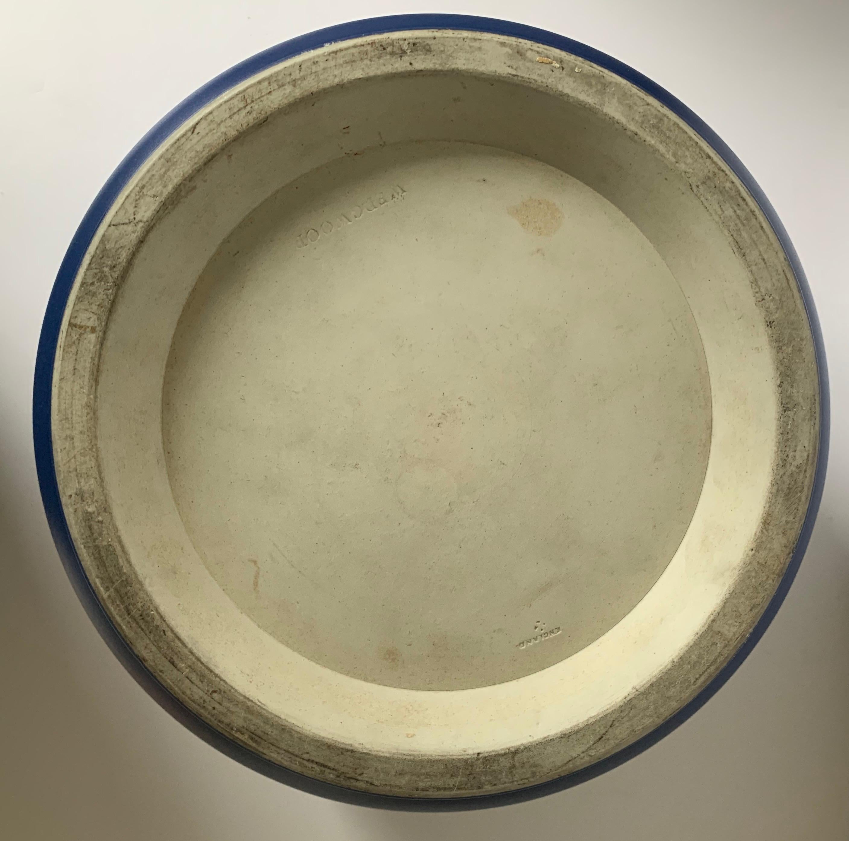 Pottery Large Wedgwood Dark Blue Jasperware Jardinière