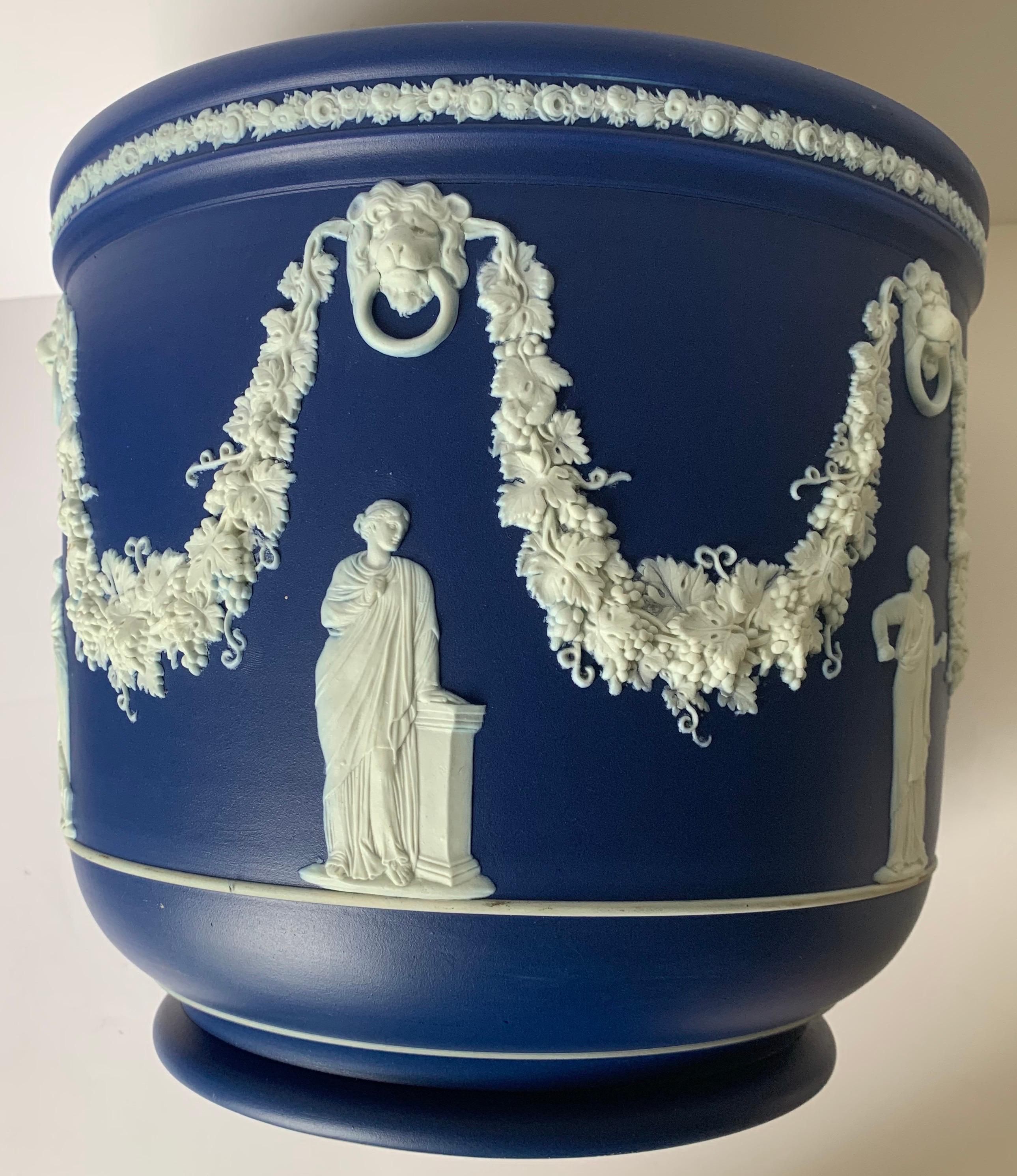 Large Wedgwood Dark Blue Jasperware Jardinière 2