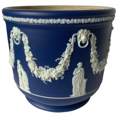 Grande jardinière Wedgwood en jaspe bleu foncé