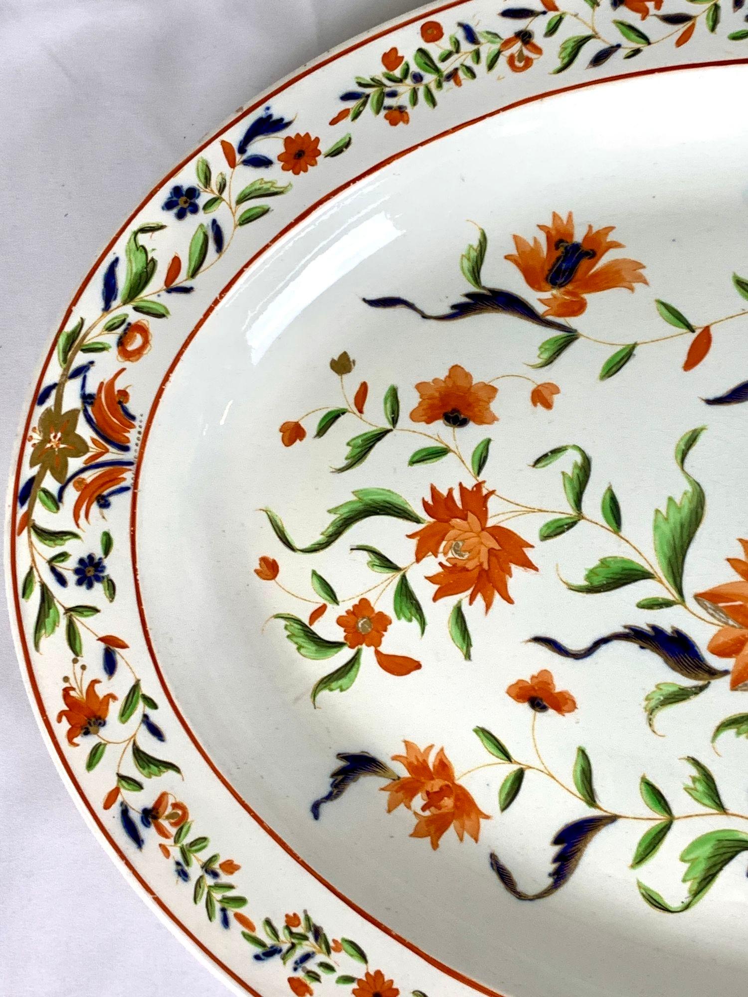 Large Wedgwood Platter Imari Colors with Floral Decorations England Circa 1840 For Sale 1