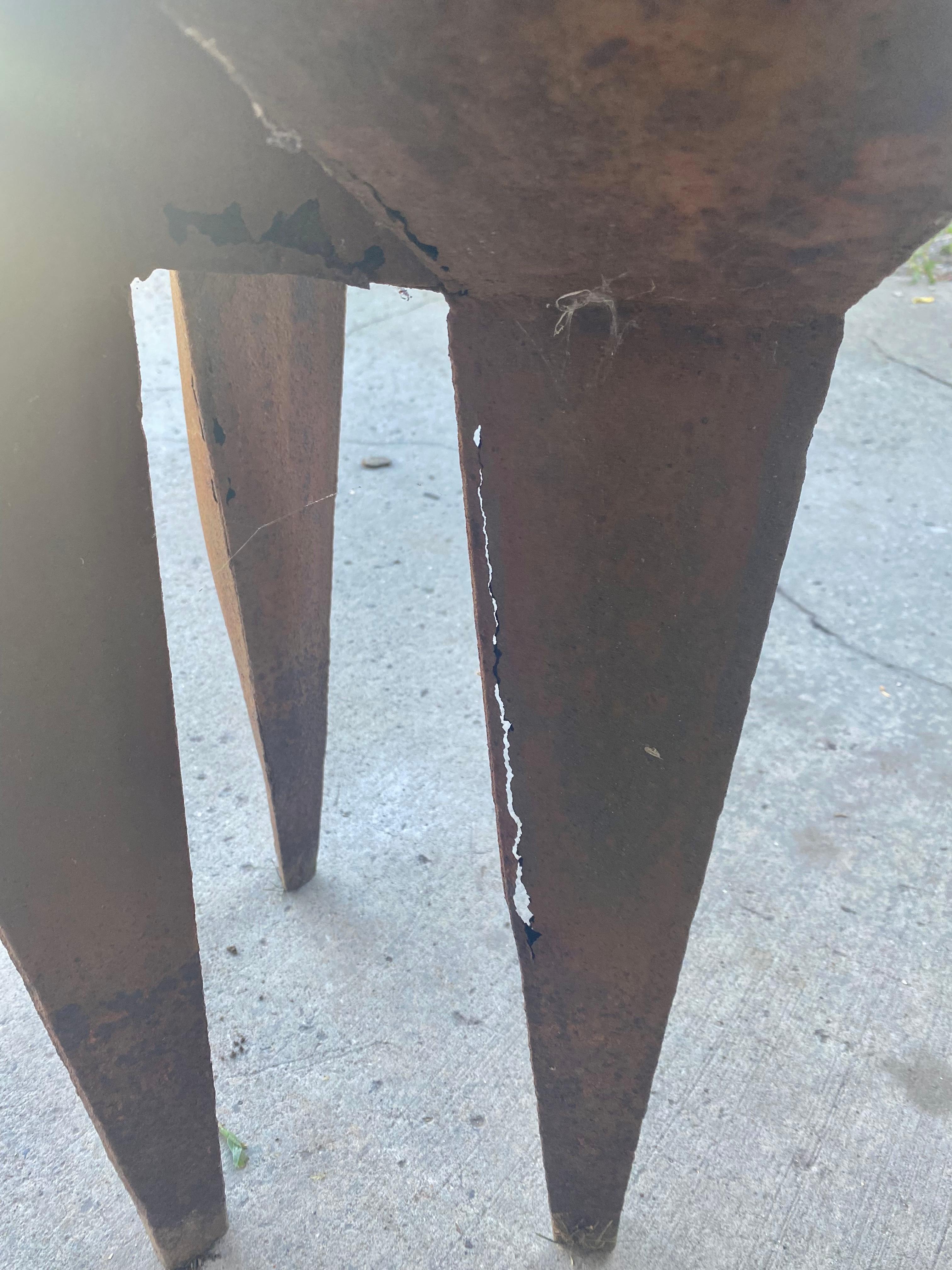 Wonderful Modern abstract welded steel Sculpture,,Purchased from modernist home /garden where it lived since 1950,,, Not signed but reminiscent of the works by Lynn Chadwick.. Wonderful patina,, Some break through rust (holes) see photo,,Hand