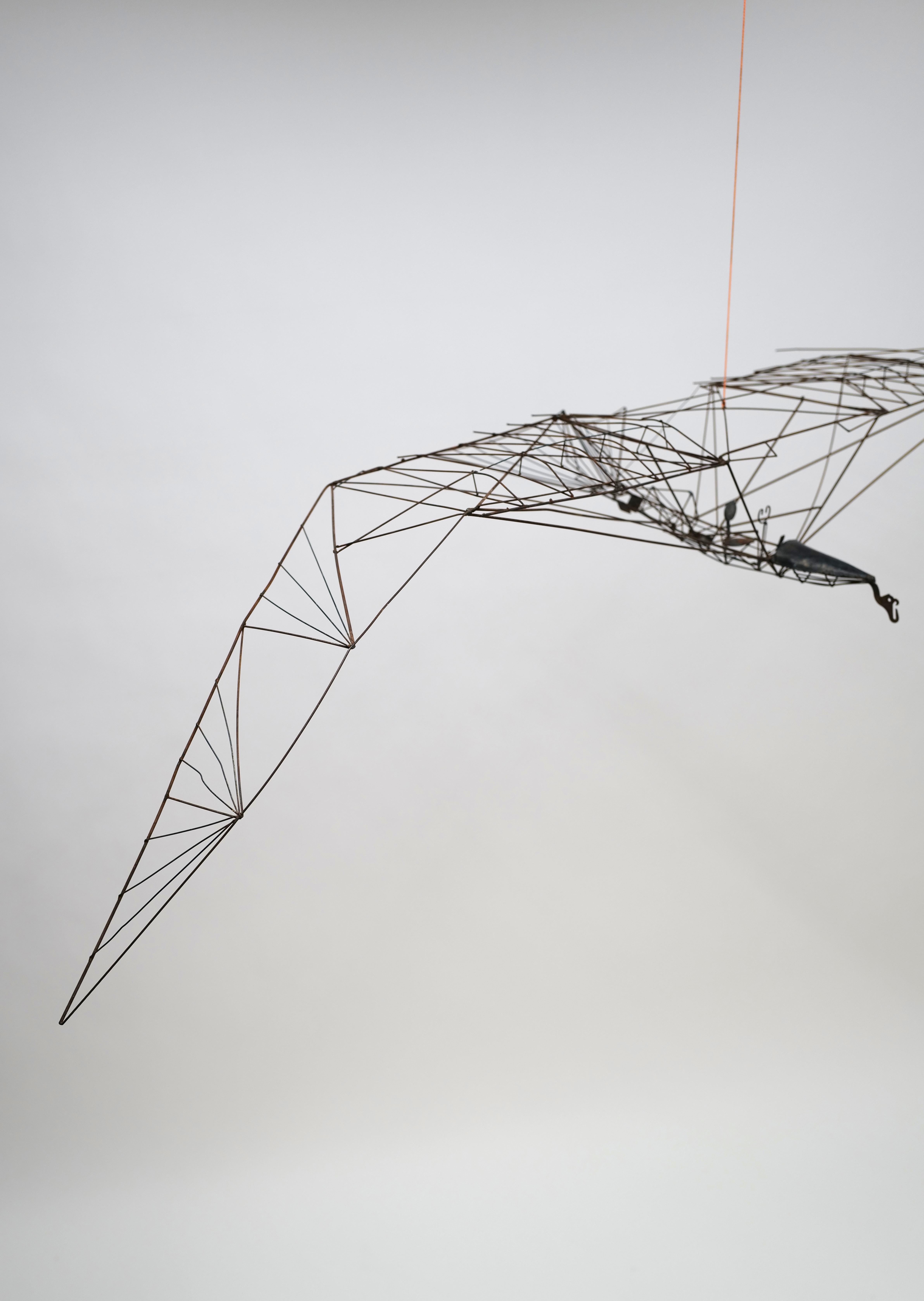 Scultura di aeroplano in filo metallico saldato di grandi dimensioni 10
