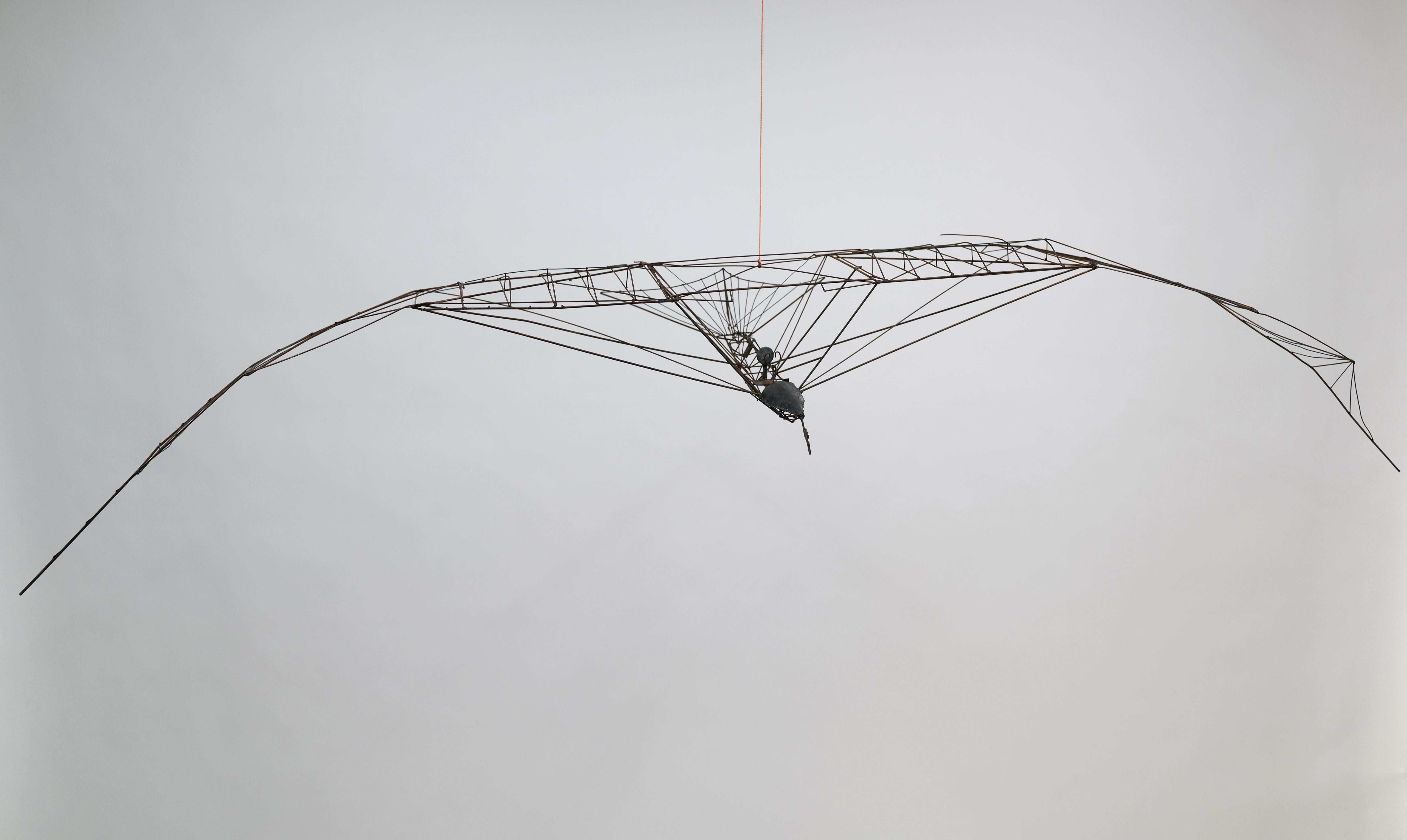 Mid-Century moderno Scultura di aeroplano in filo metallico saldato di grandi dimensioni