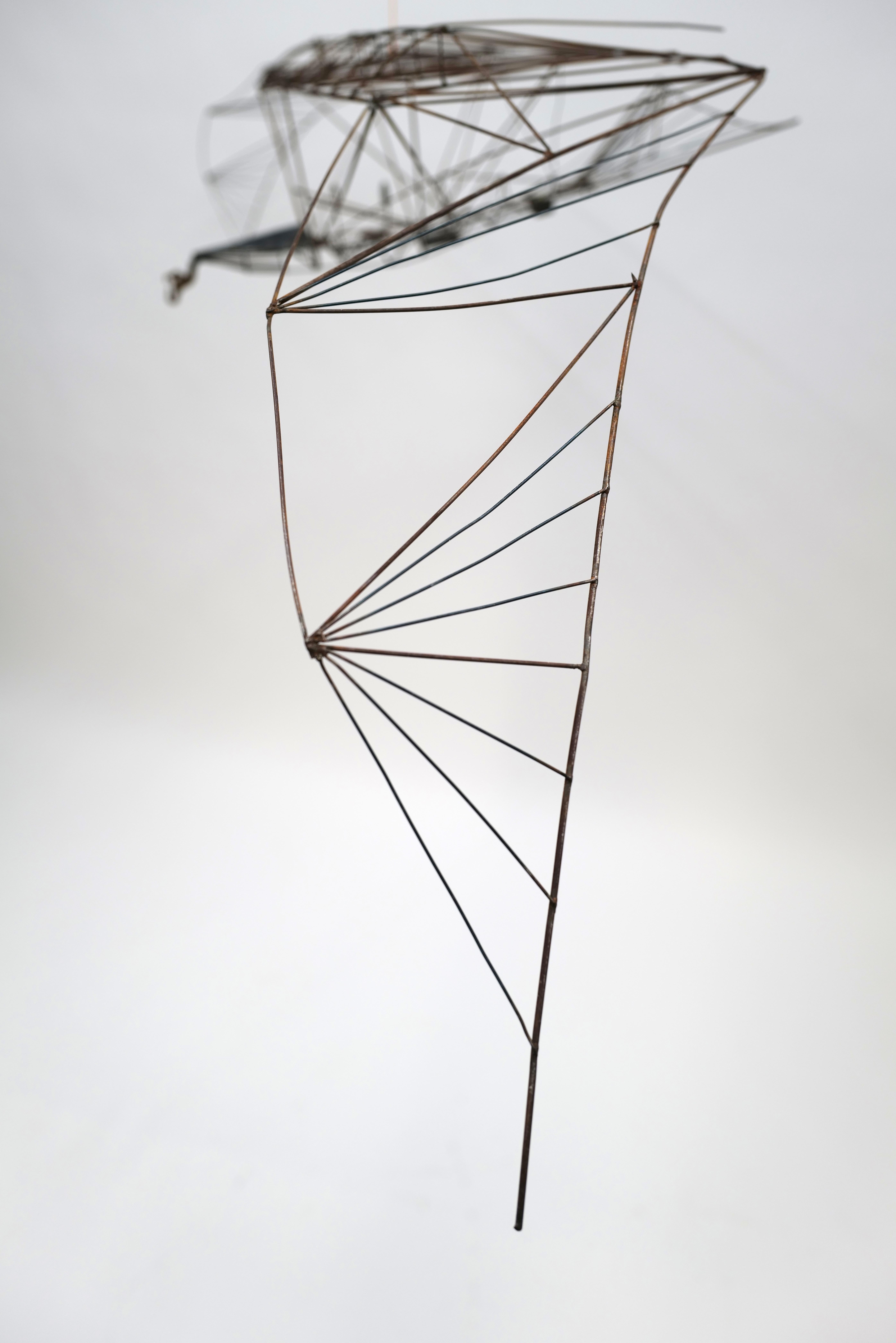 Americano Scultura di aeroplano in filo metallico saldato di grandi dimensioni