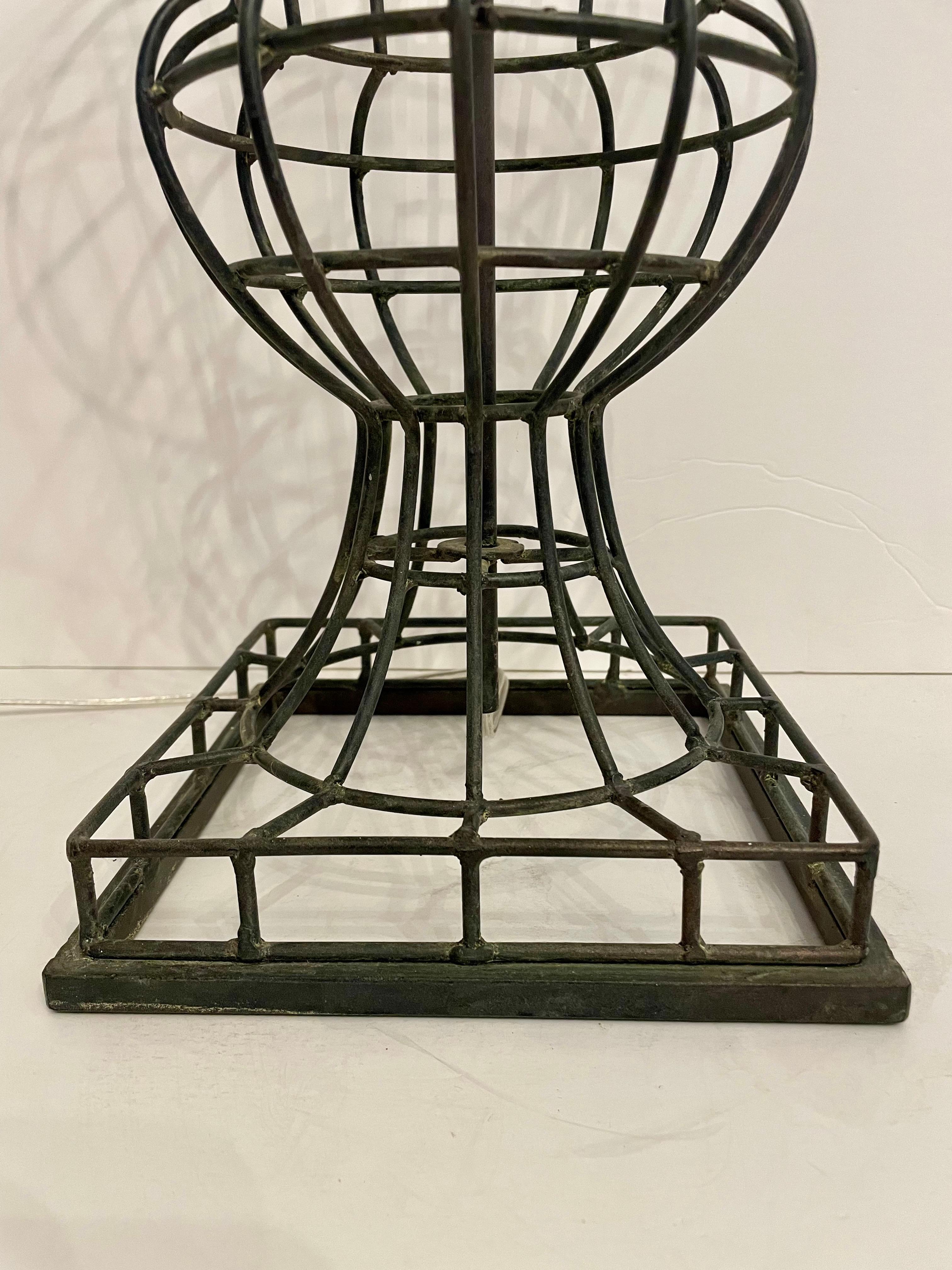 American Large Welded Wire Urn Form Lamp For Sale