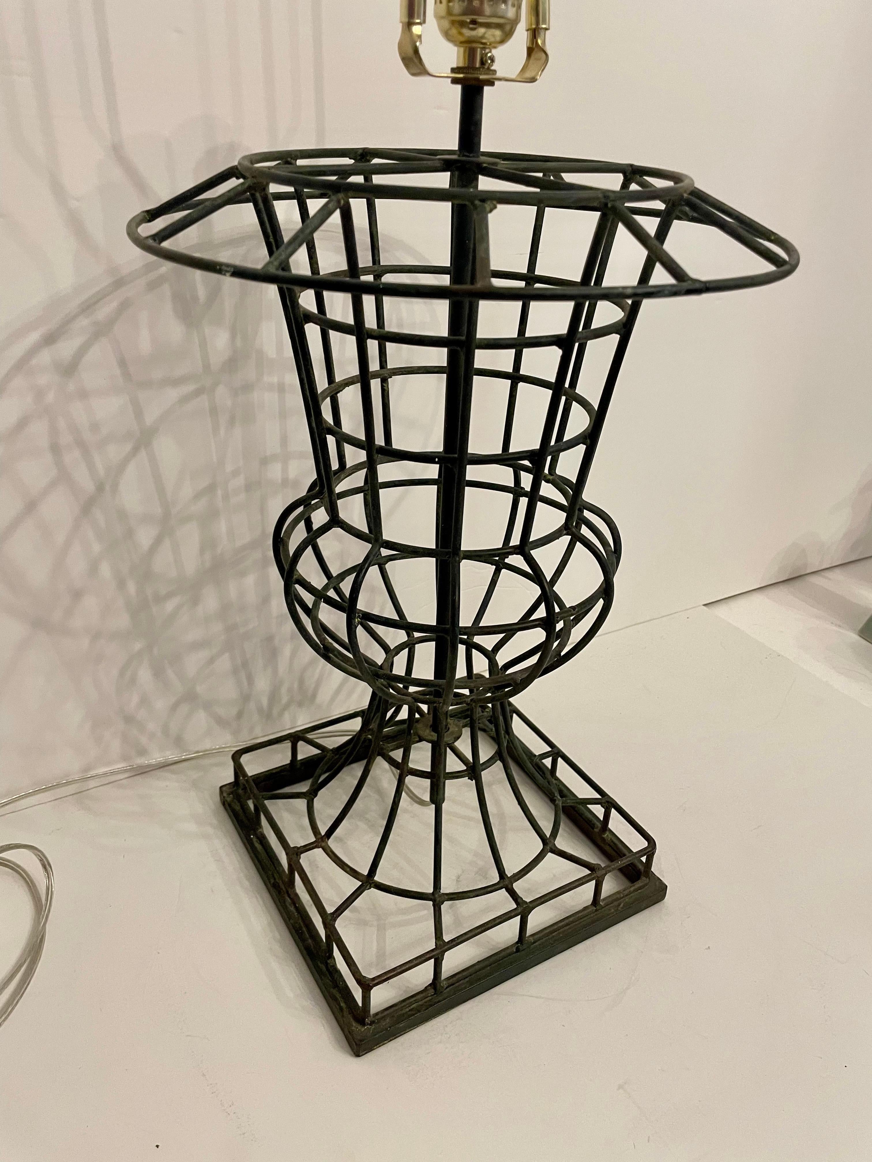 20th Century Large Welded Wire Urn Form Lamp For Sale
