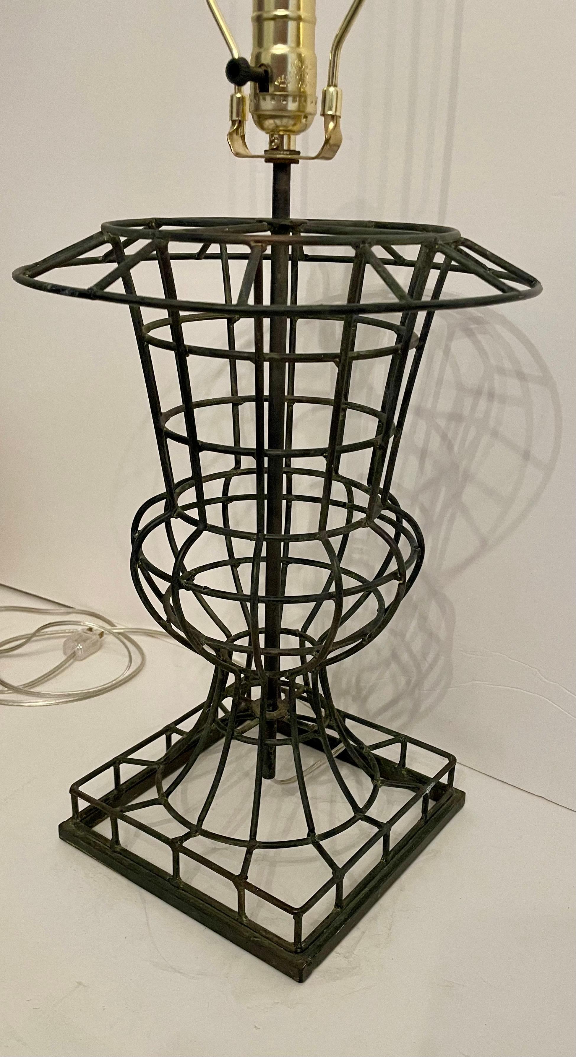 Metal Large Welded Wire Urn Form Lamp For Sale