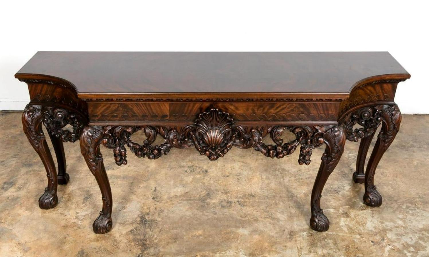 Early 20th Century Large Well Carved Mahogany Console Table in the Irish George II Style