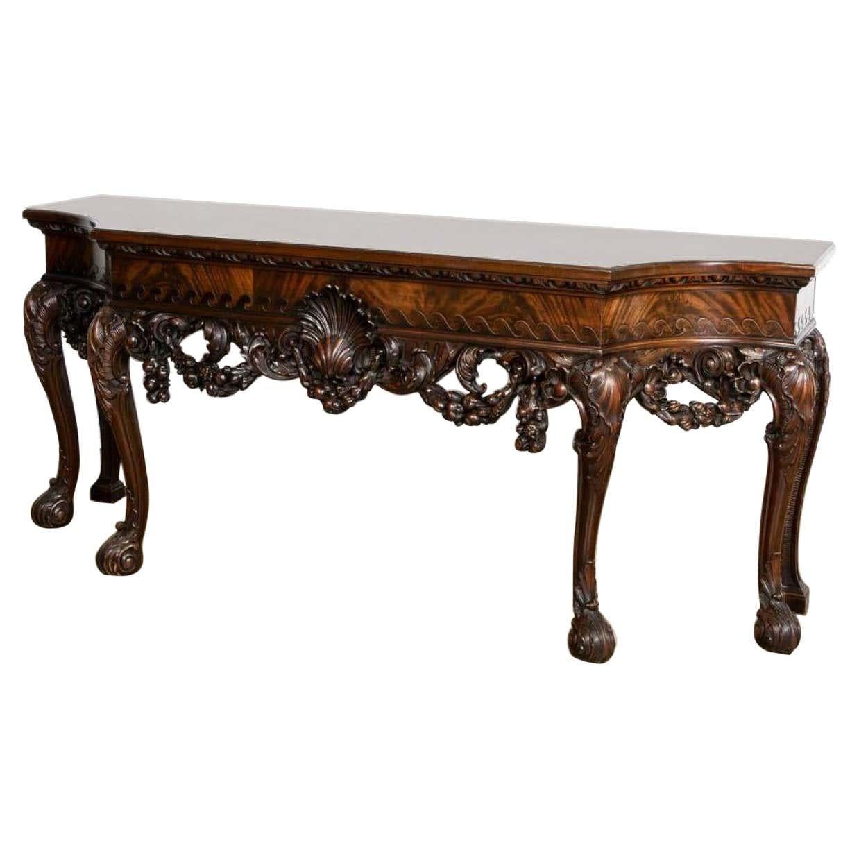 English Large Well Carved Mahogany Console Table in the Irish George II Style