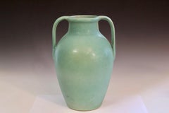 Large Weller Evergreen Pottery Vase Satin Matt Green Arts & Crafts Stoin