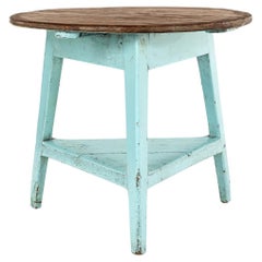 Large Welsh Cricket Table in Blue Paint