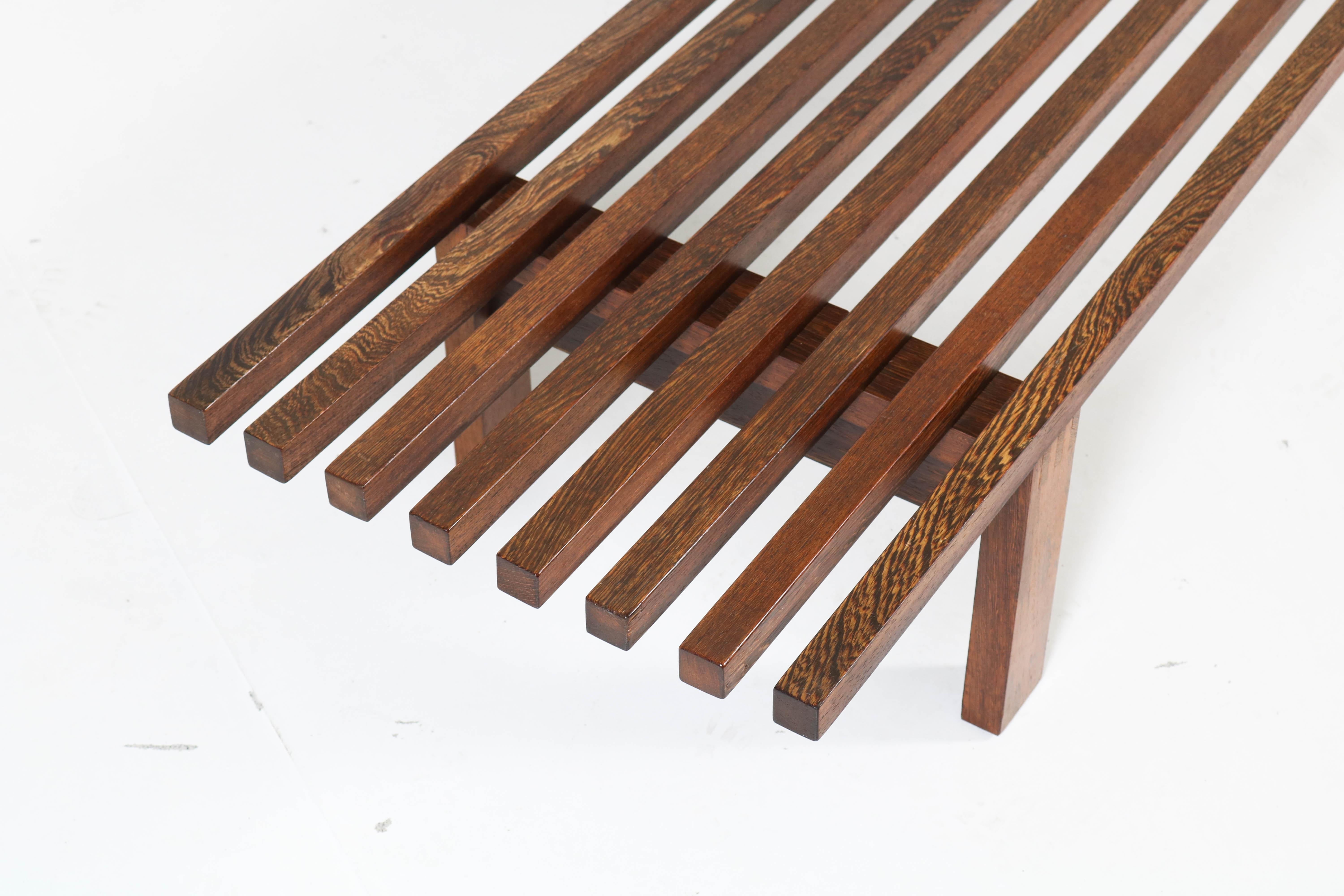 Large Wenge Mid-Century Modern Slat Bench by Martin Visser for 't Spectrum, 1960 1