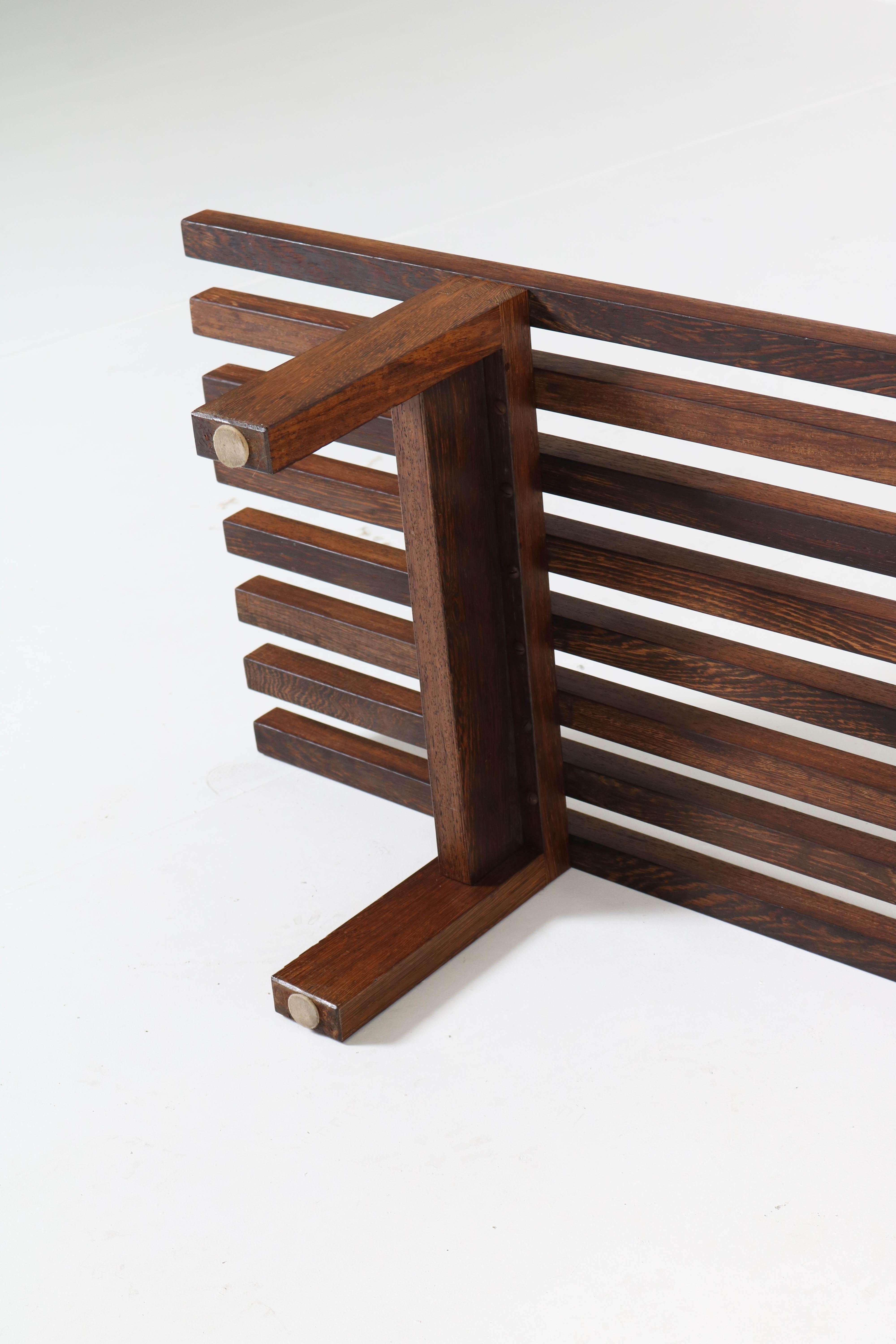 Large Wenge Mid-Century Modern Slat Bench by Martin Visser for 't Spectrum, 1960 3