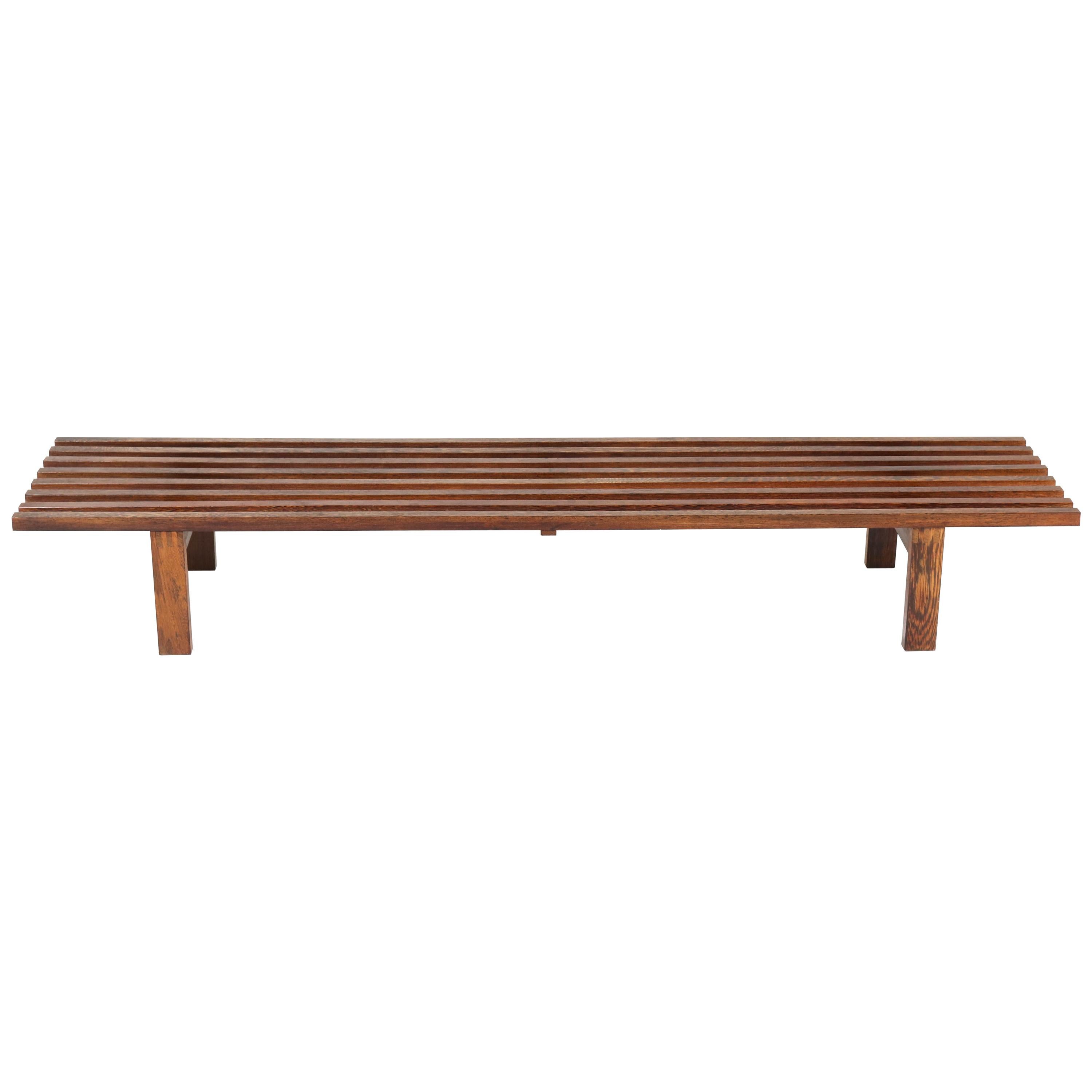 Large Wenge Mid-Century Modern Slat Bench by Martin Visser for 't Spectrum, 1960