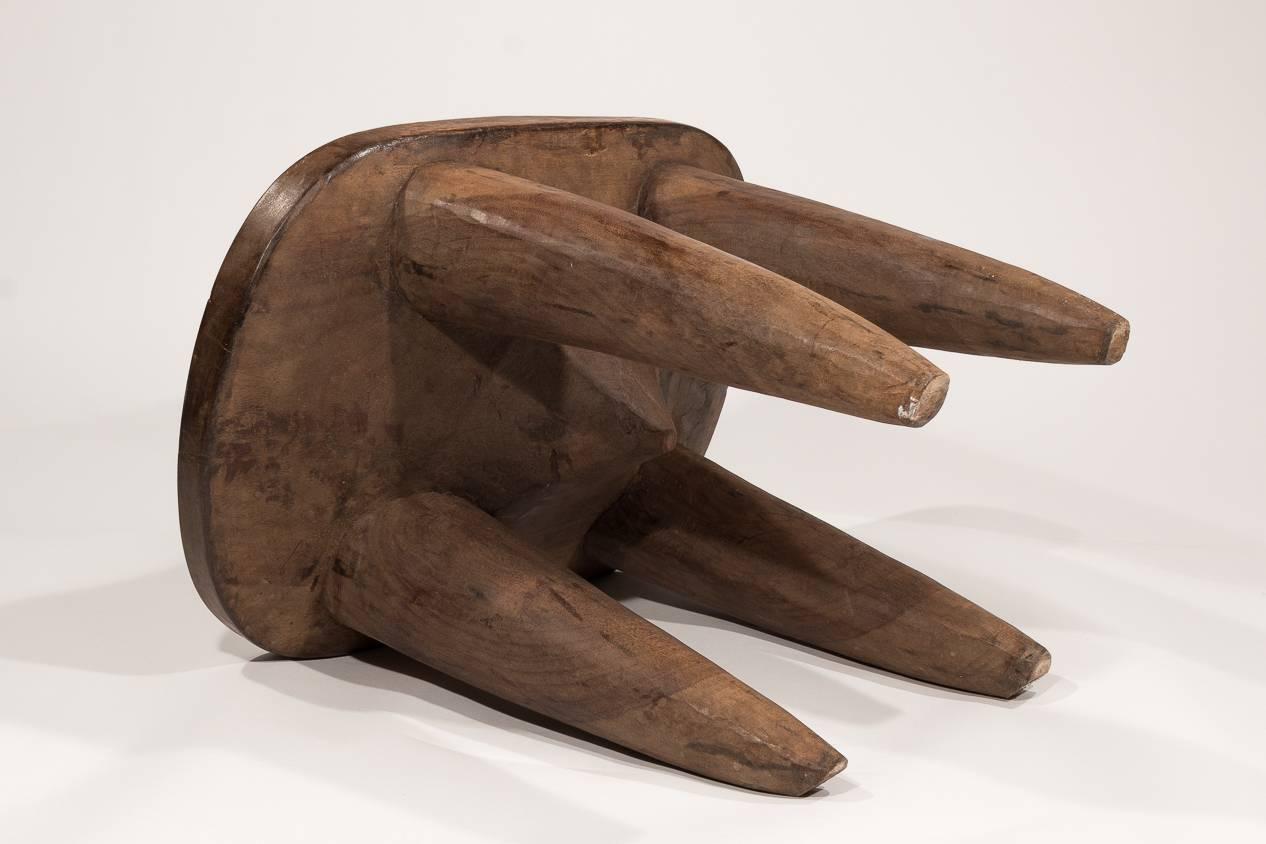 Hand-Carved Large West African Stool