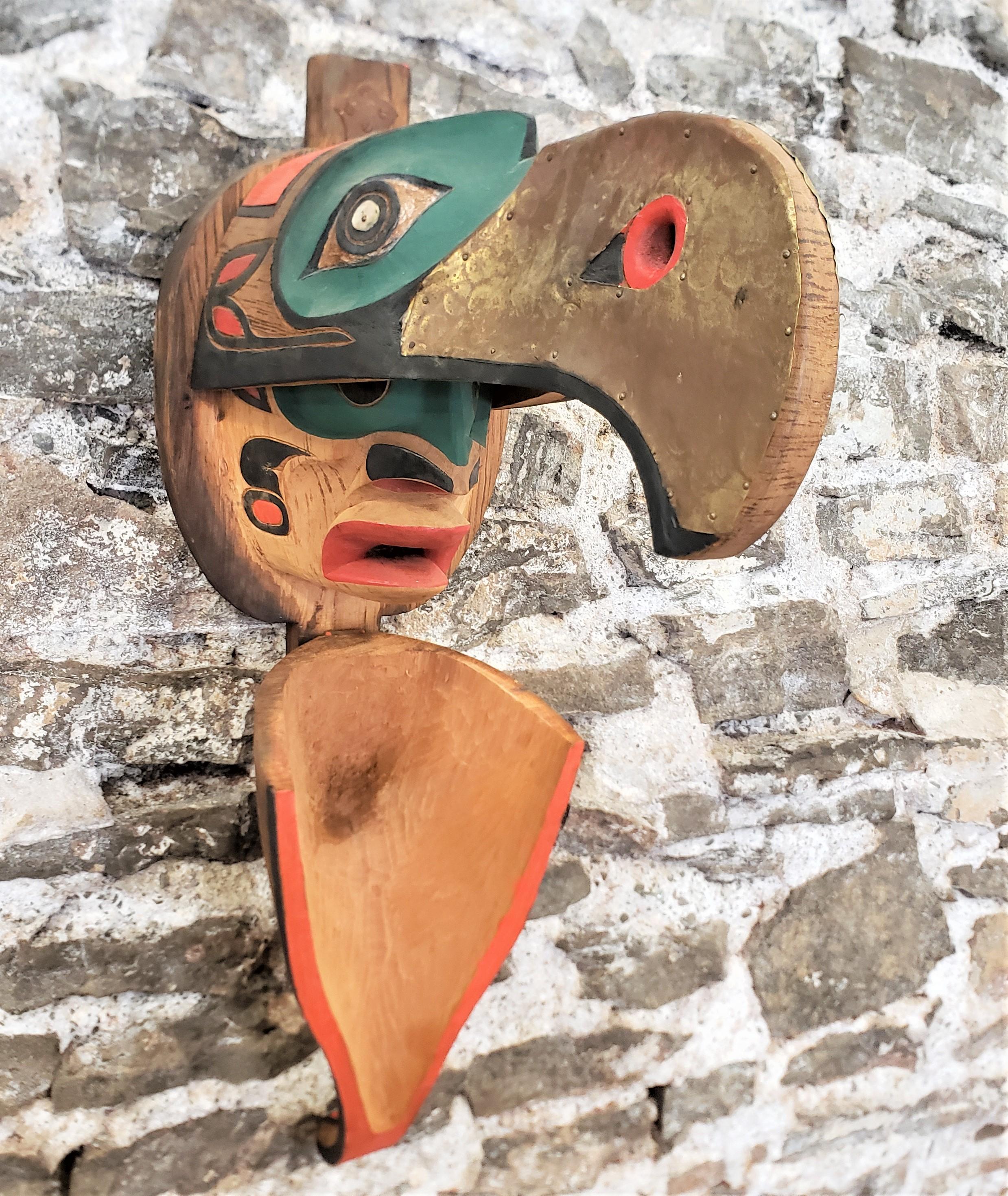 Canadian Large West Coast Haida Styled Indigenous Folk Art Carved Mask or Wall Sculpture