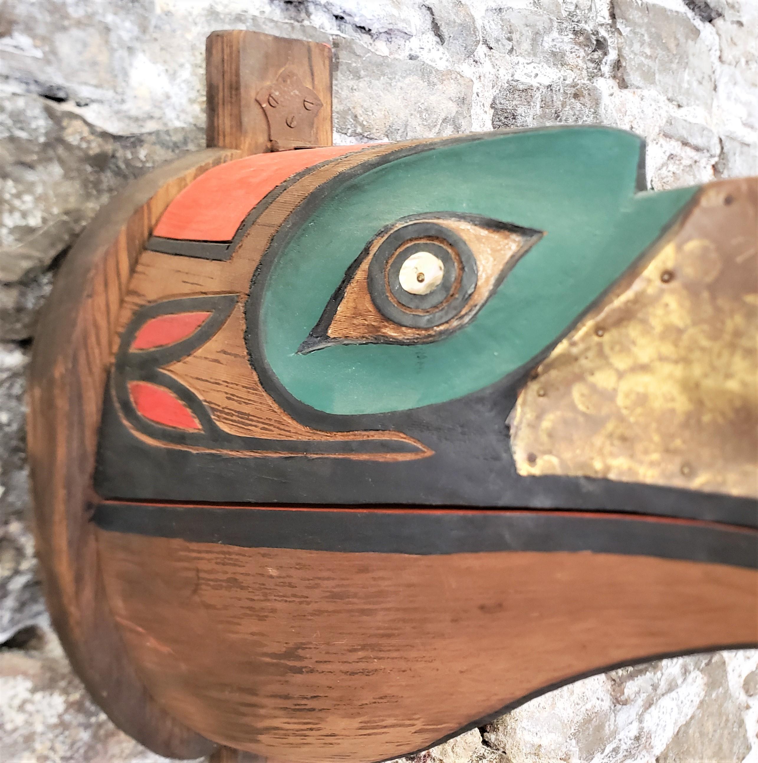 Large West Coast Haida Styled Indigenous Folk Art Carved Mask or Wall Sculpture 1
