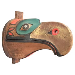 Large West Coast Haida Styled Indigenous Folk Art Carved Mask or Wall Sculpture