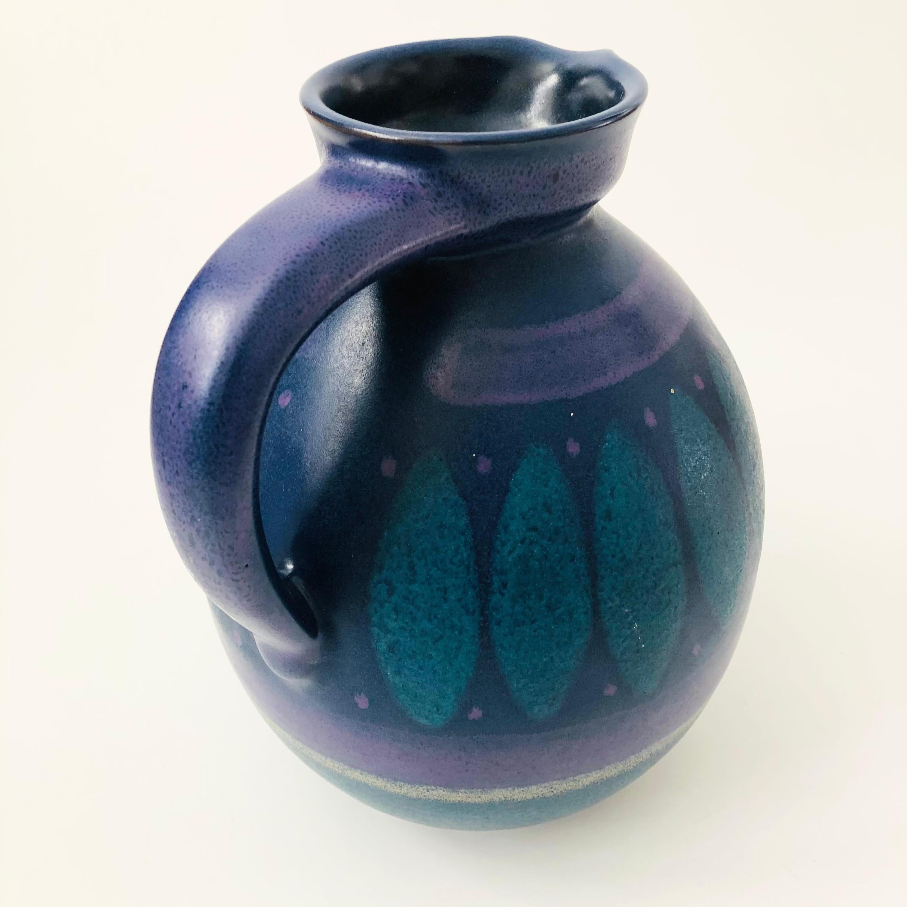 20th Century Large West German Art Pottery Pitcher - Kupfermühle Keramik Viola For Sale