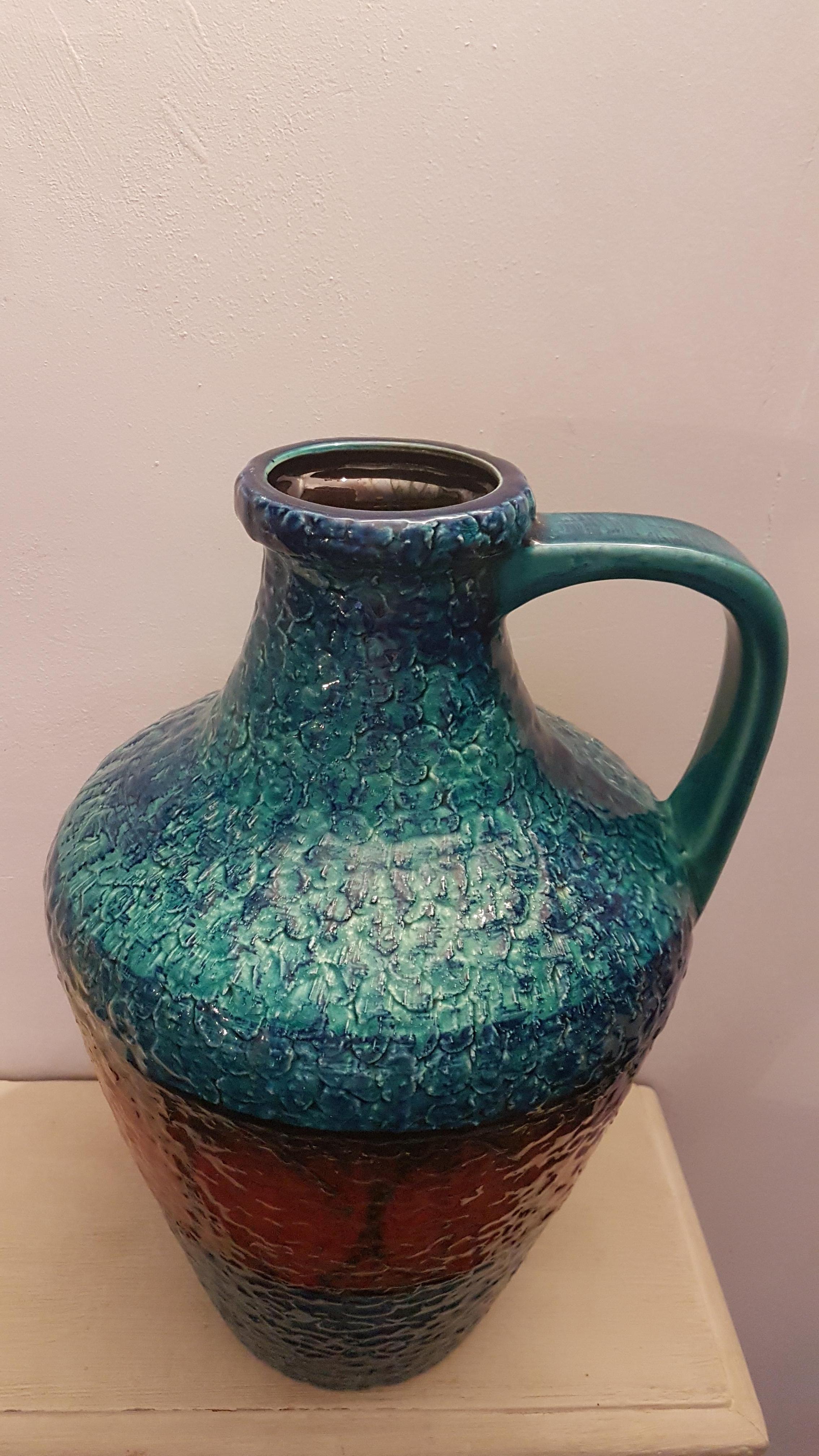 Glazed Large West German Fat Lava Vase by BAY Keramik For Sale