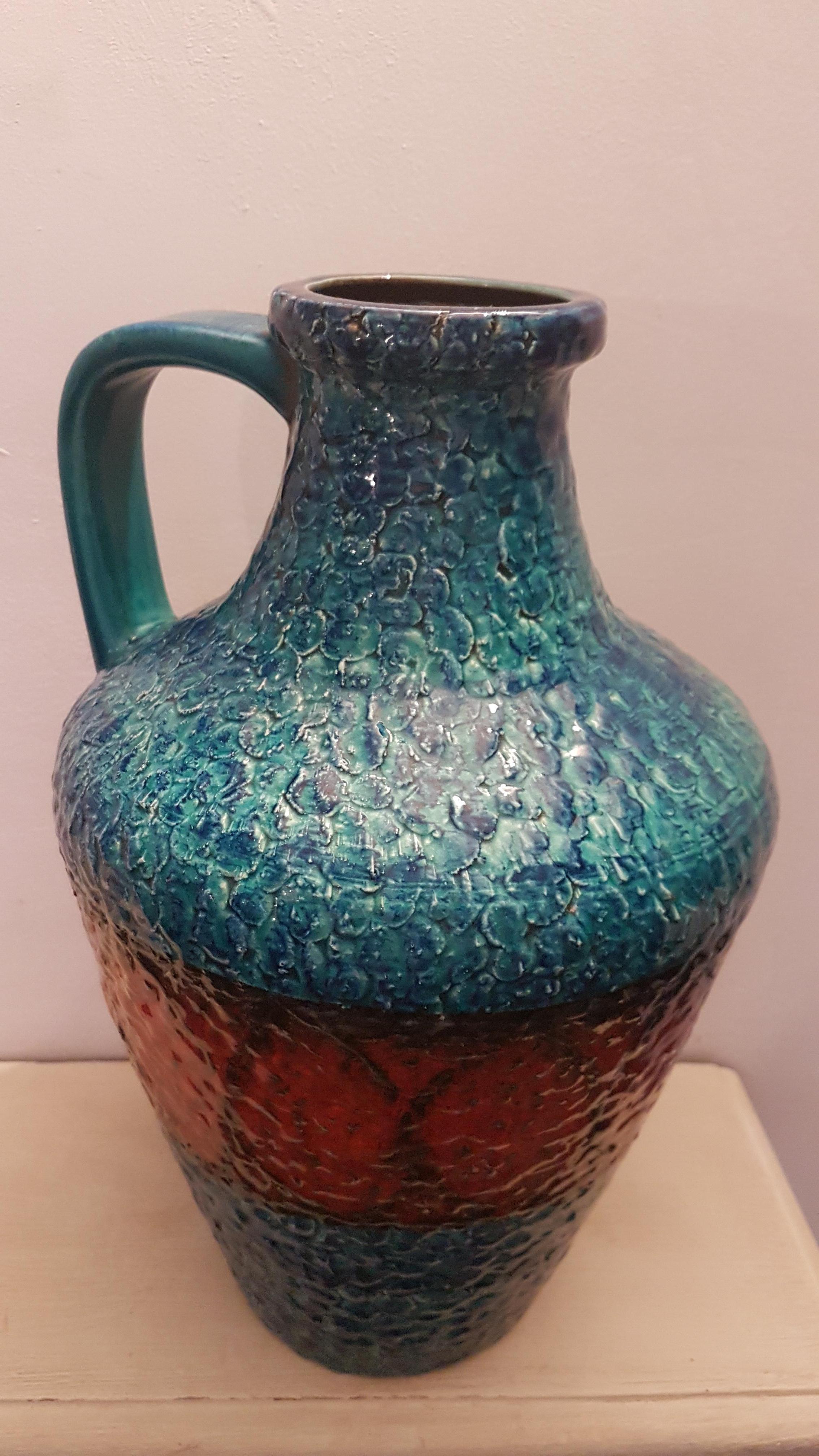 Pottery Large West German Fat Lava Vase by BAY Keramik For Sale