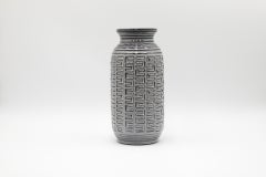 Large West German Gray Ceramic Basket Patterned Vase