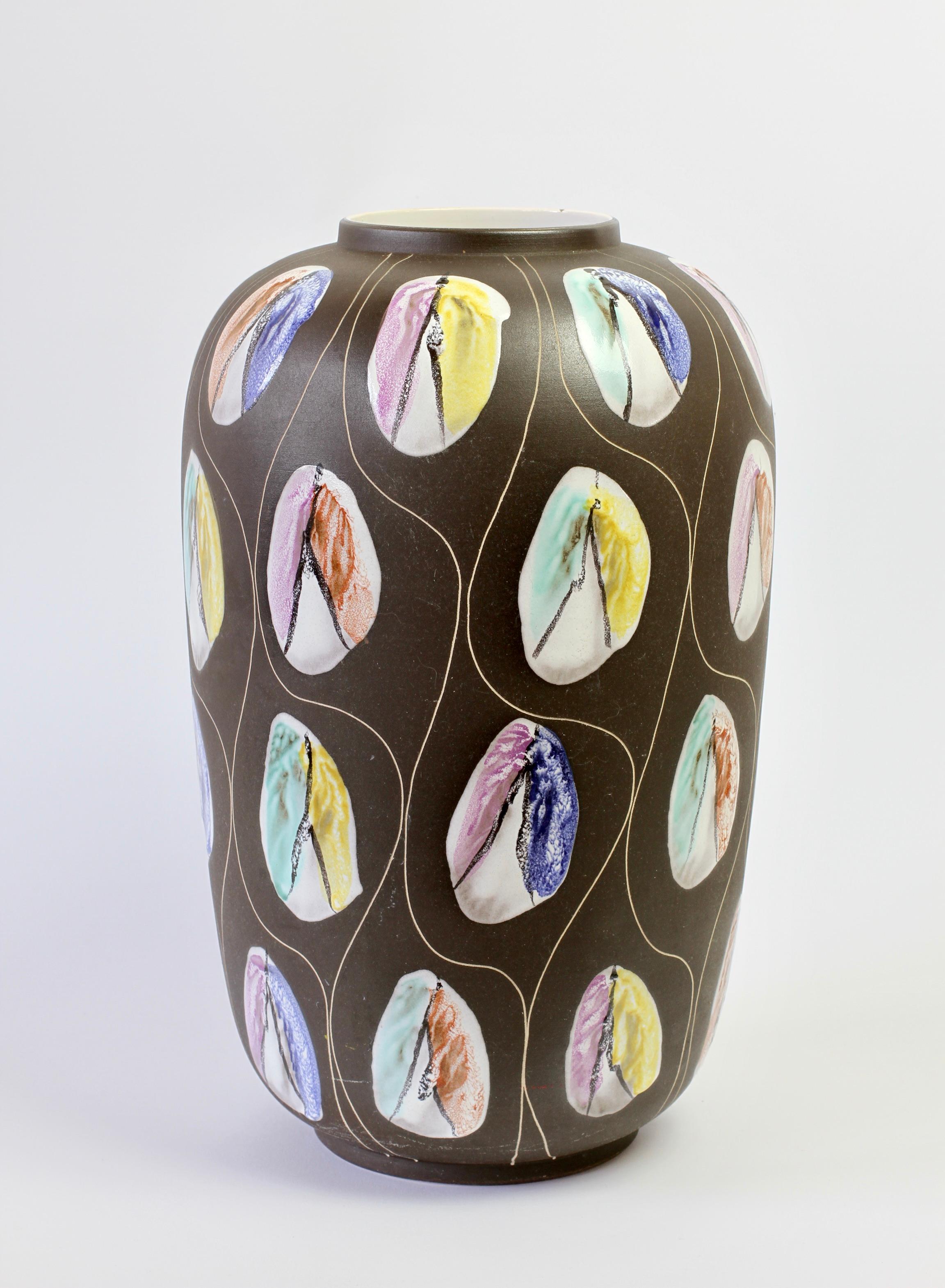 Fired Large West German Pottery Floor Vase by Bodo Mans for Bay Keramik, circa 1959