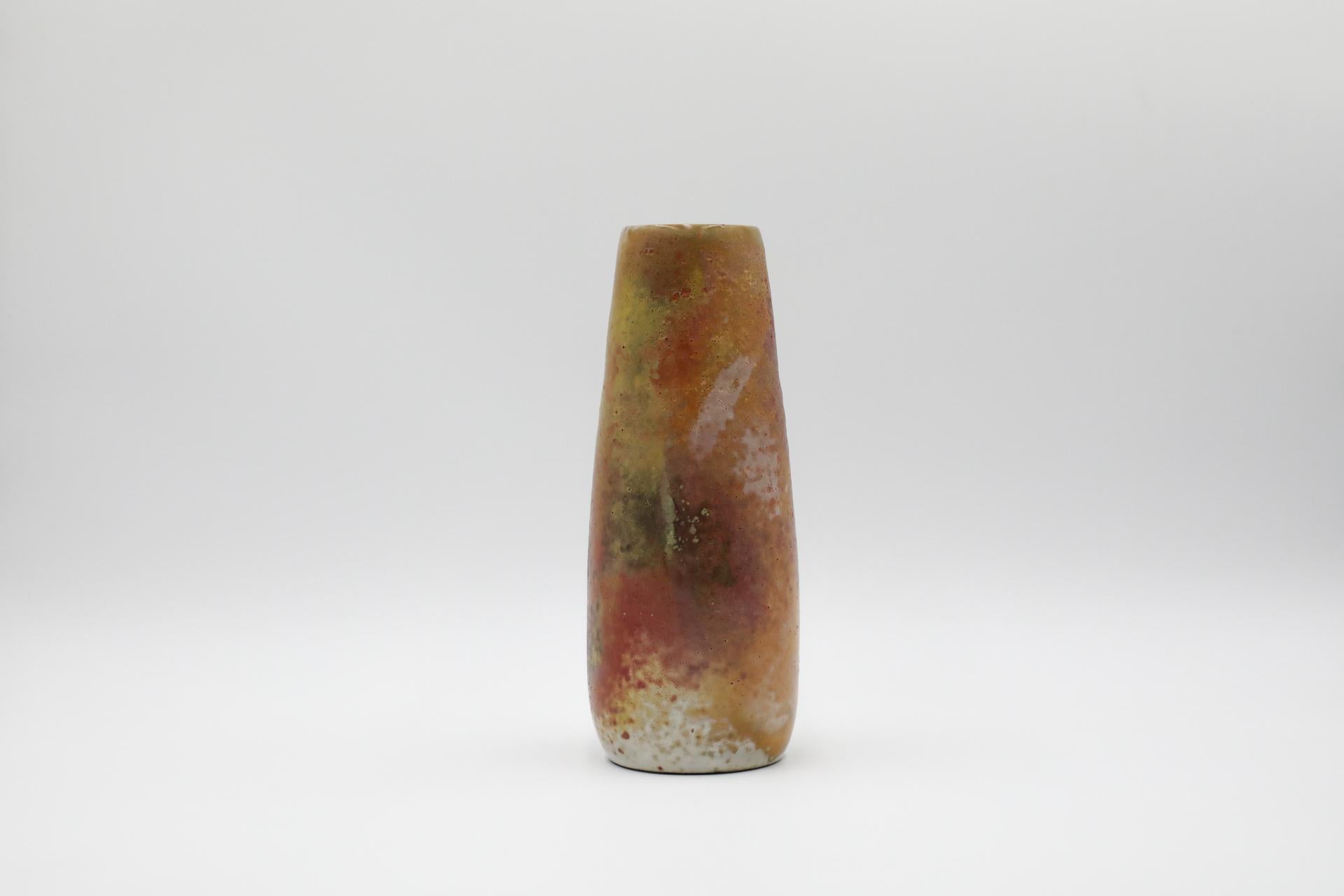 Large West German Tapered Lava Glazed Vase In Good Condition In Los Angeles, CA