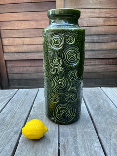 Large West German Vase by Scheurich in Green Glaze