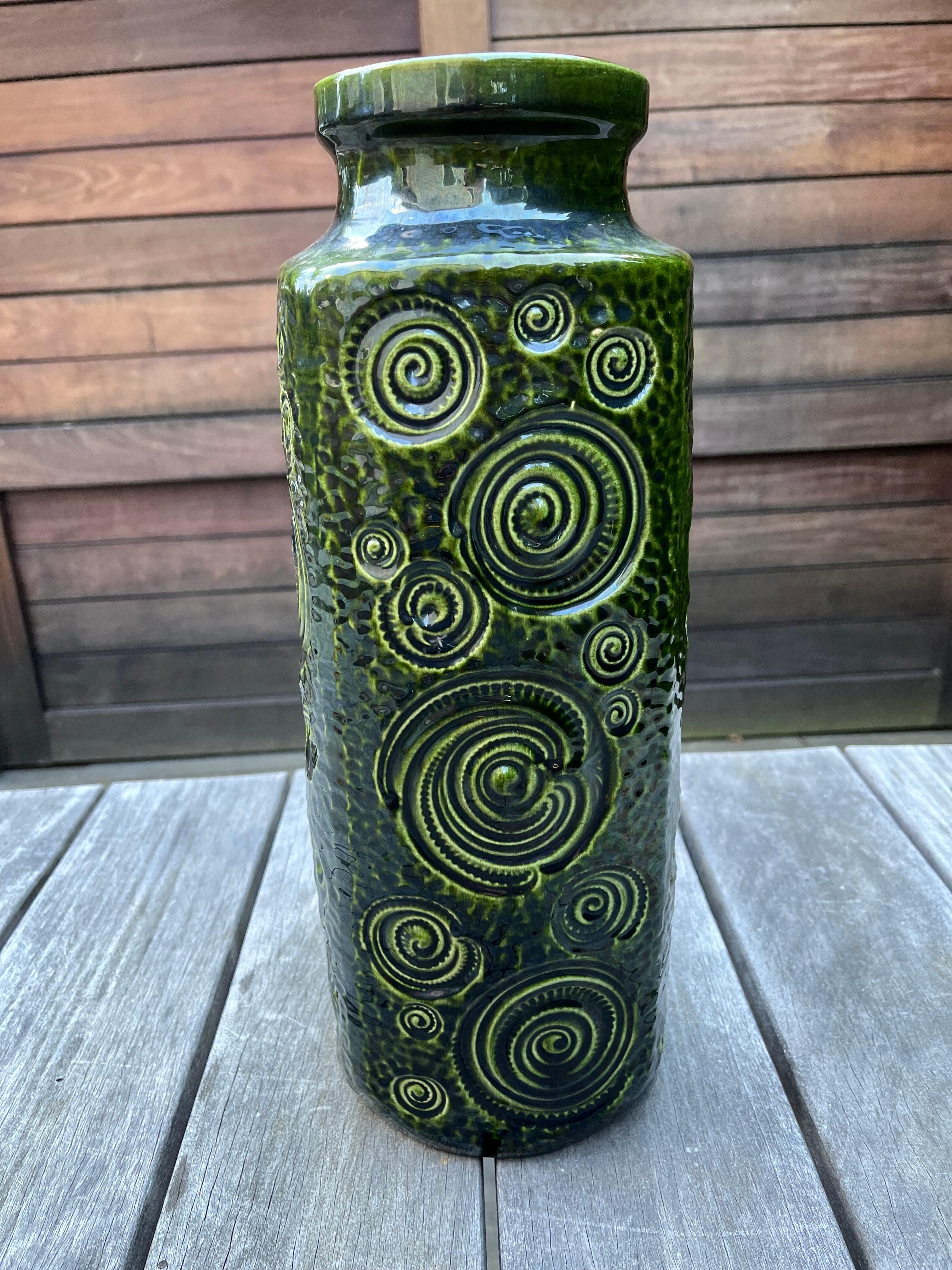 Ceramic Large West German Vase by Scheurich in Green Glaze