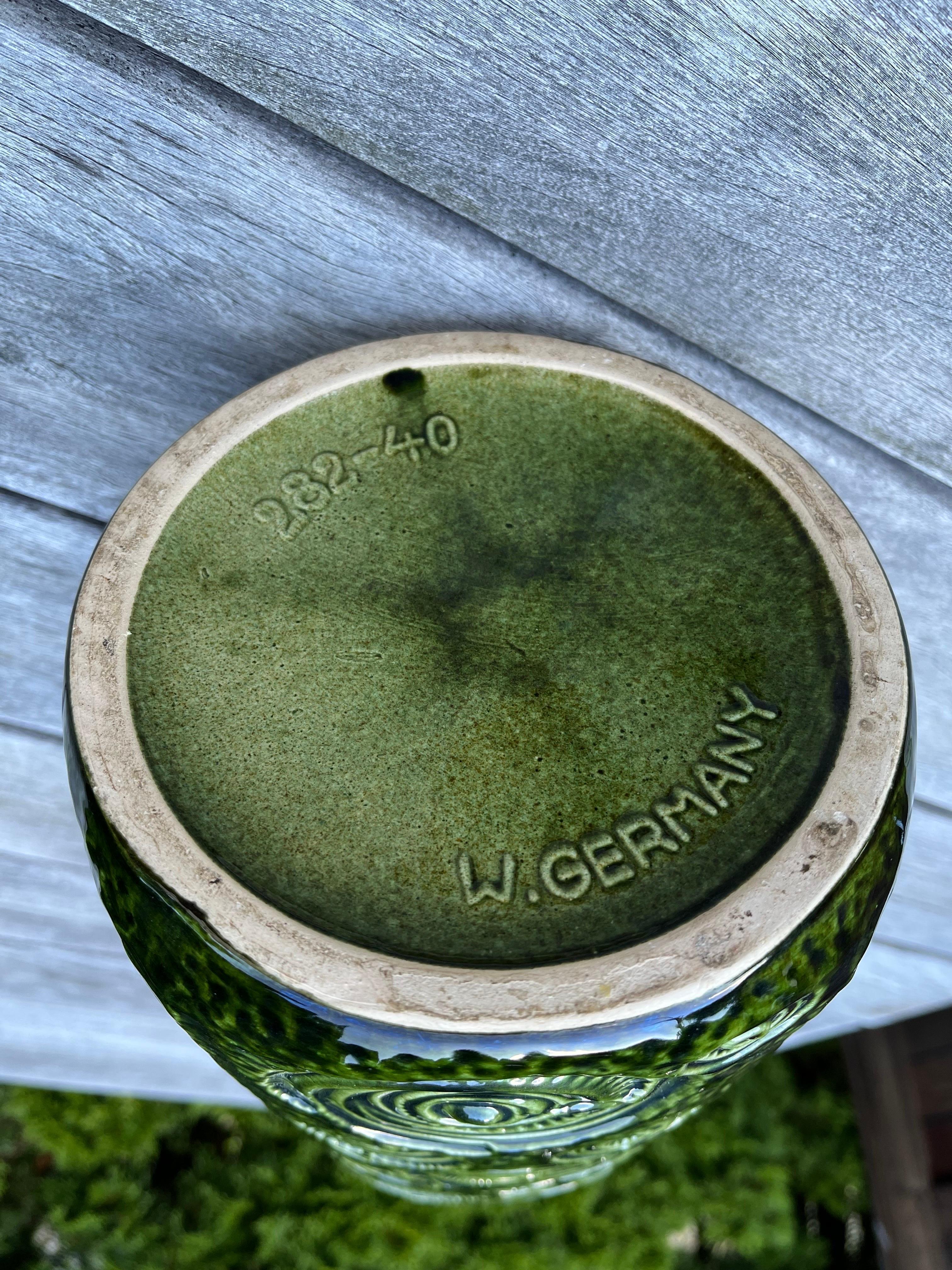 Large West German Vase by Scheurich in Green Glaze 1